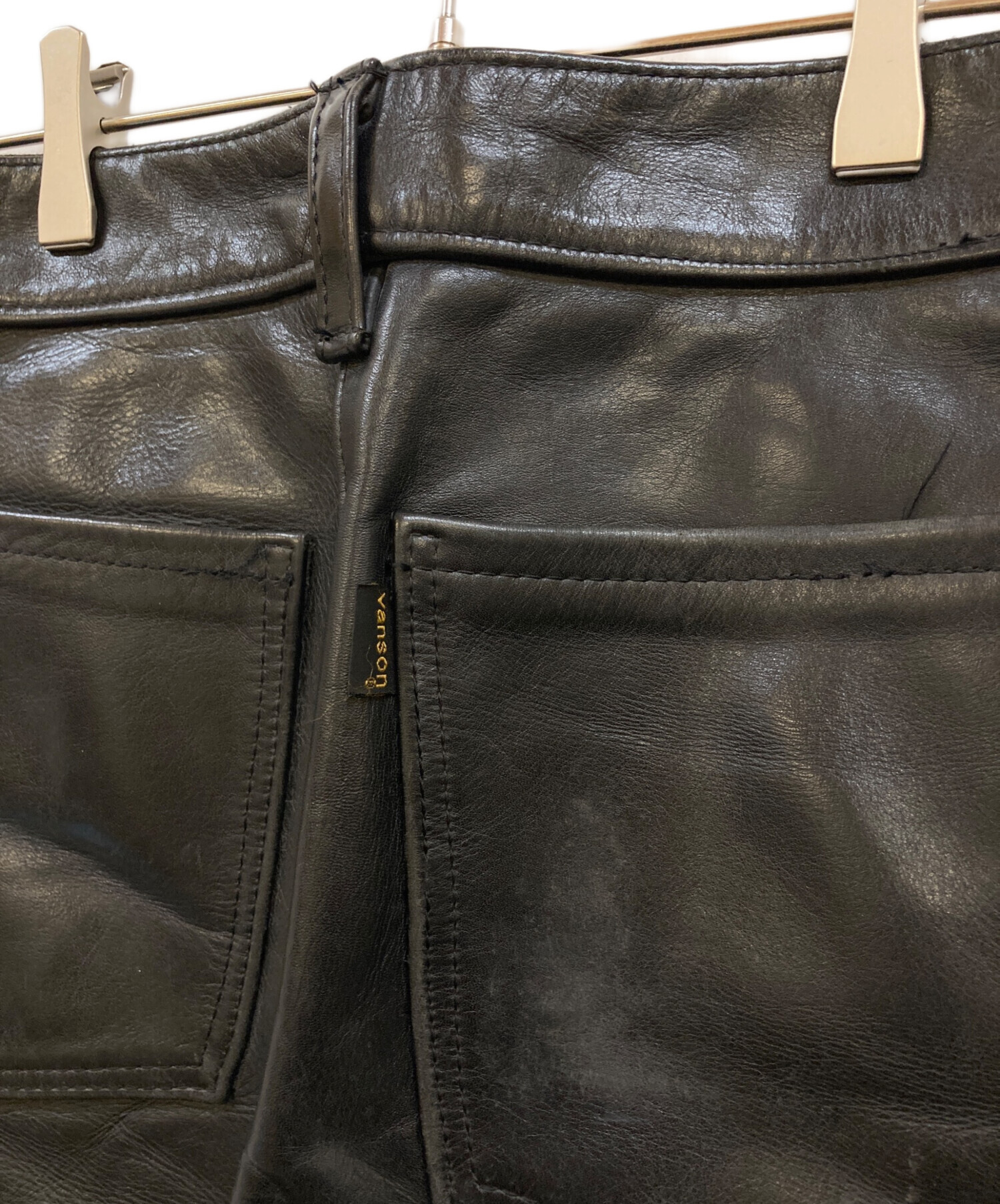 中古・古着通販】VANSON (バンソン) レザーパンツ ブラック サイズ:W31