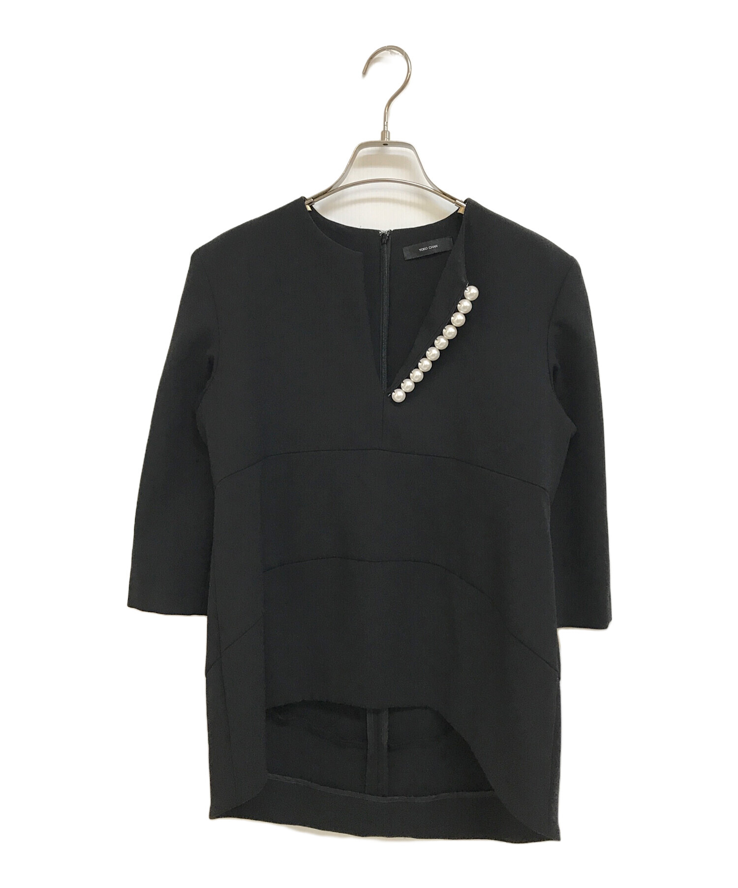 中古・古着通販】YOKO CHAN (ヨーコチャン) パールブラウス ブラック
