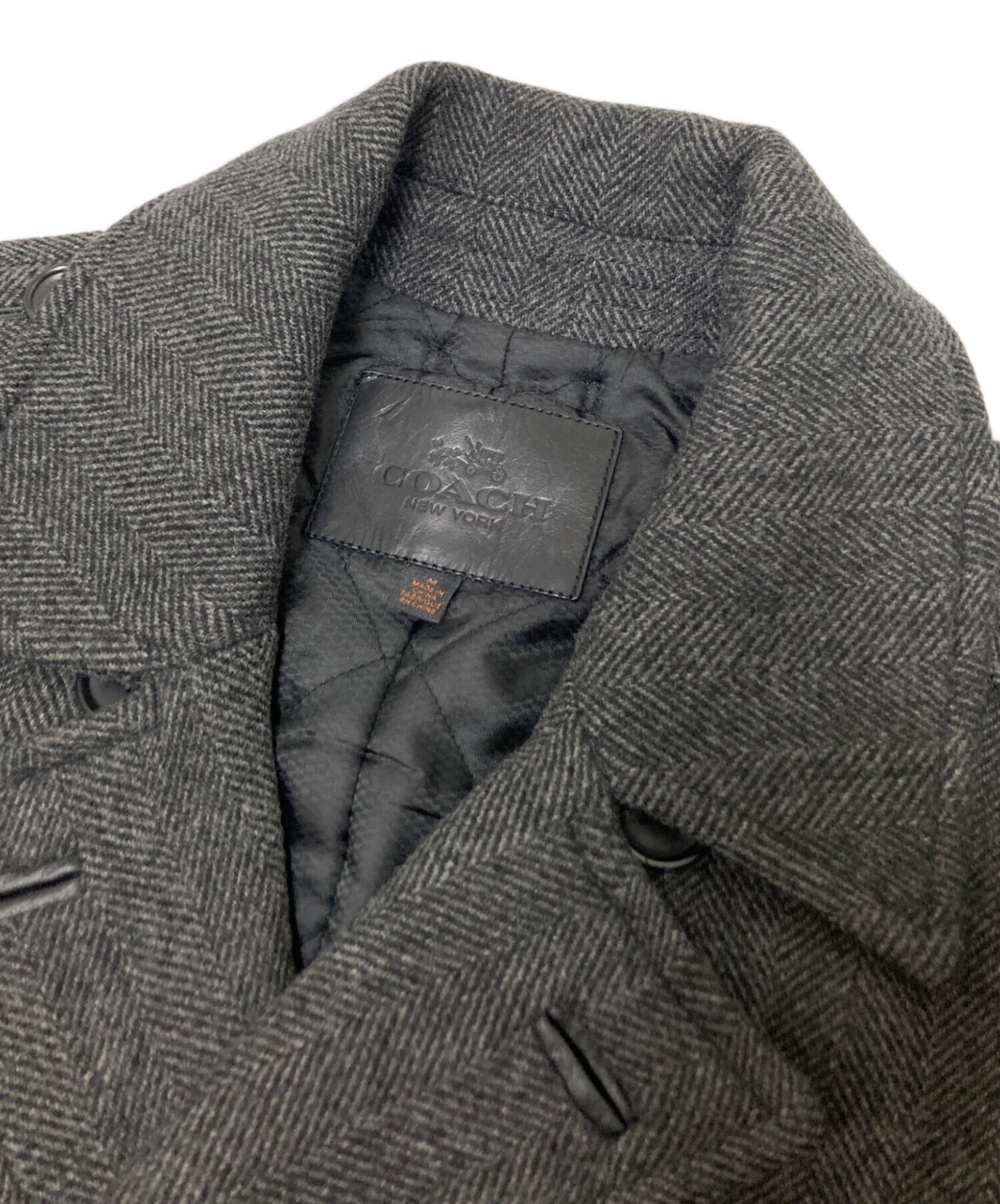 中古・古着通販】COACH (コーチ) ヘリンボーンPコート グレー サイズ:M