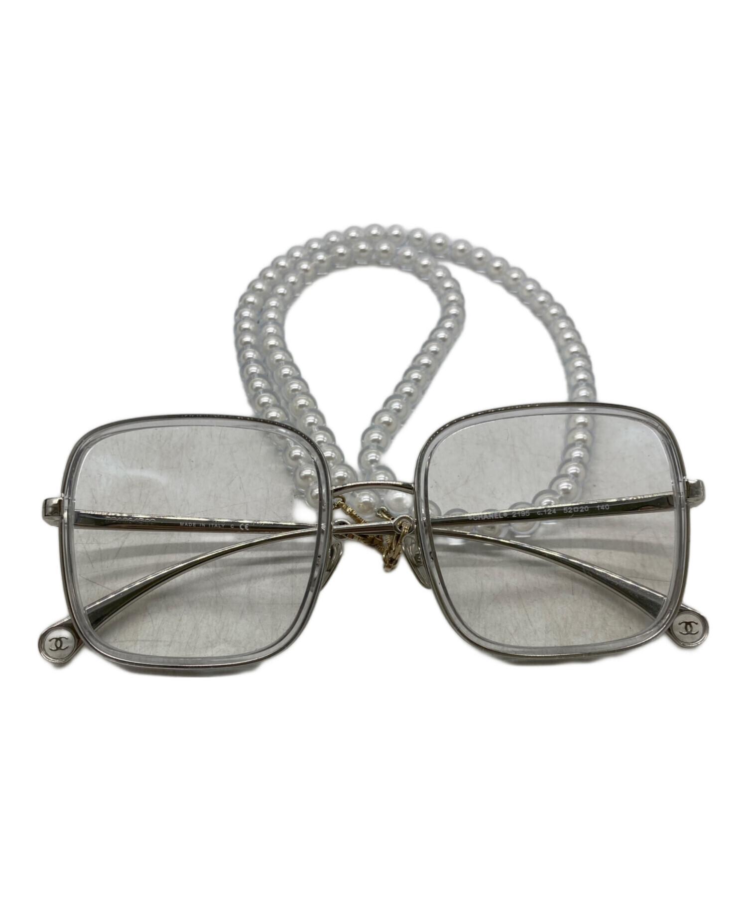 中古・古着通販】CHANEL (シャネル) パールチェーン付きスクエア