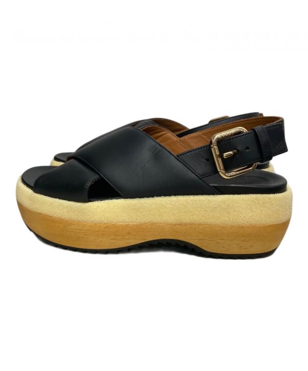 中古・古着通販】MARNI (マルニ) クロスストラップ ウェッジソール