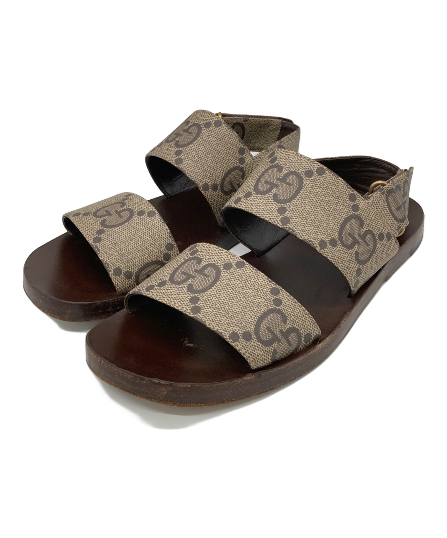 中古・古着通販】GUCCI (グッチ) ダブルGストラップサンダル ブラウン