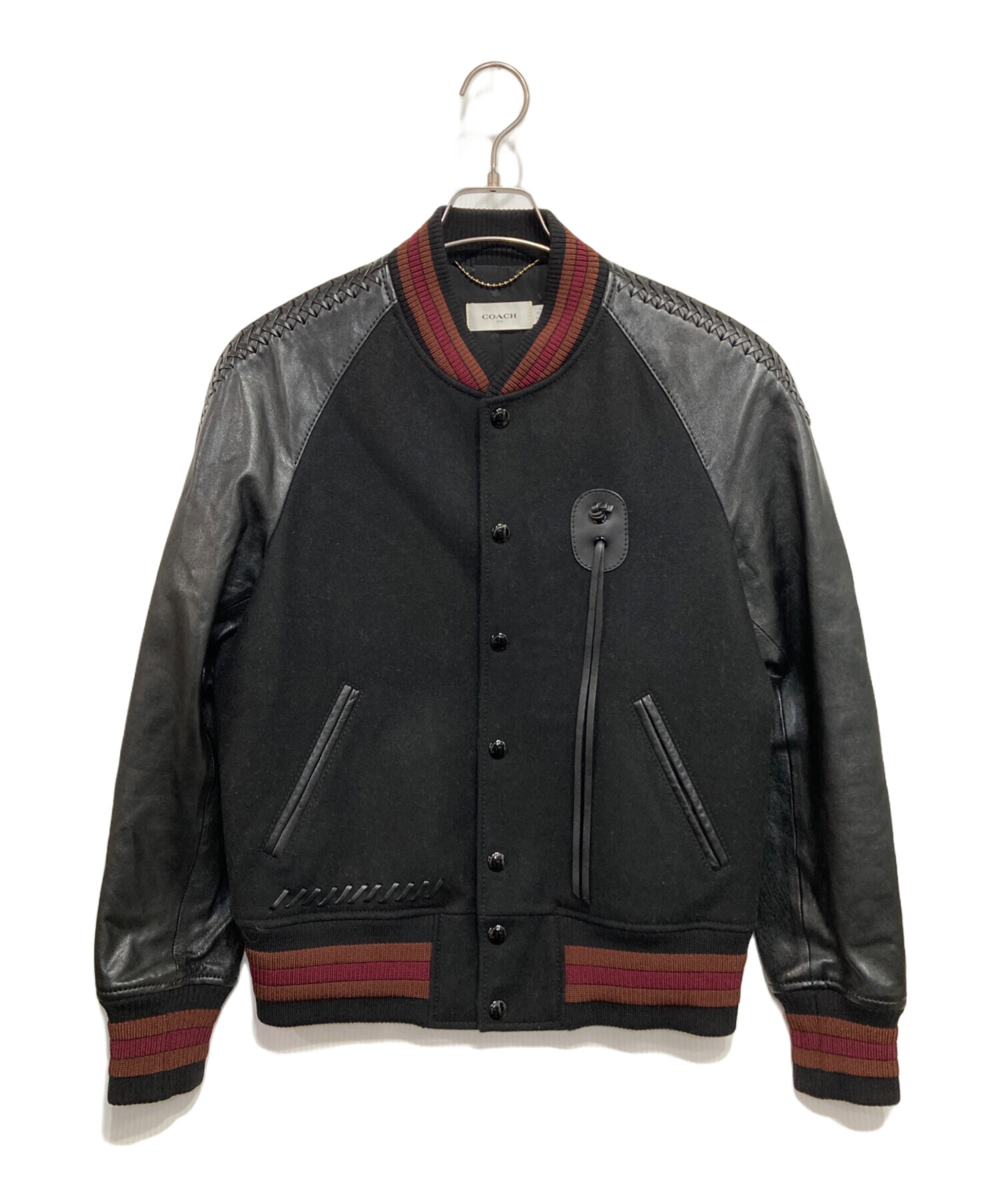 中古・古着通販】COACH (コーチ) レザー切替スタジャン ブラック