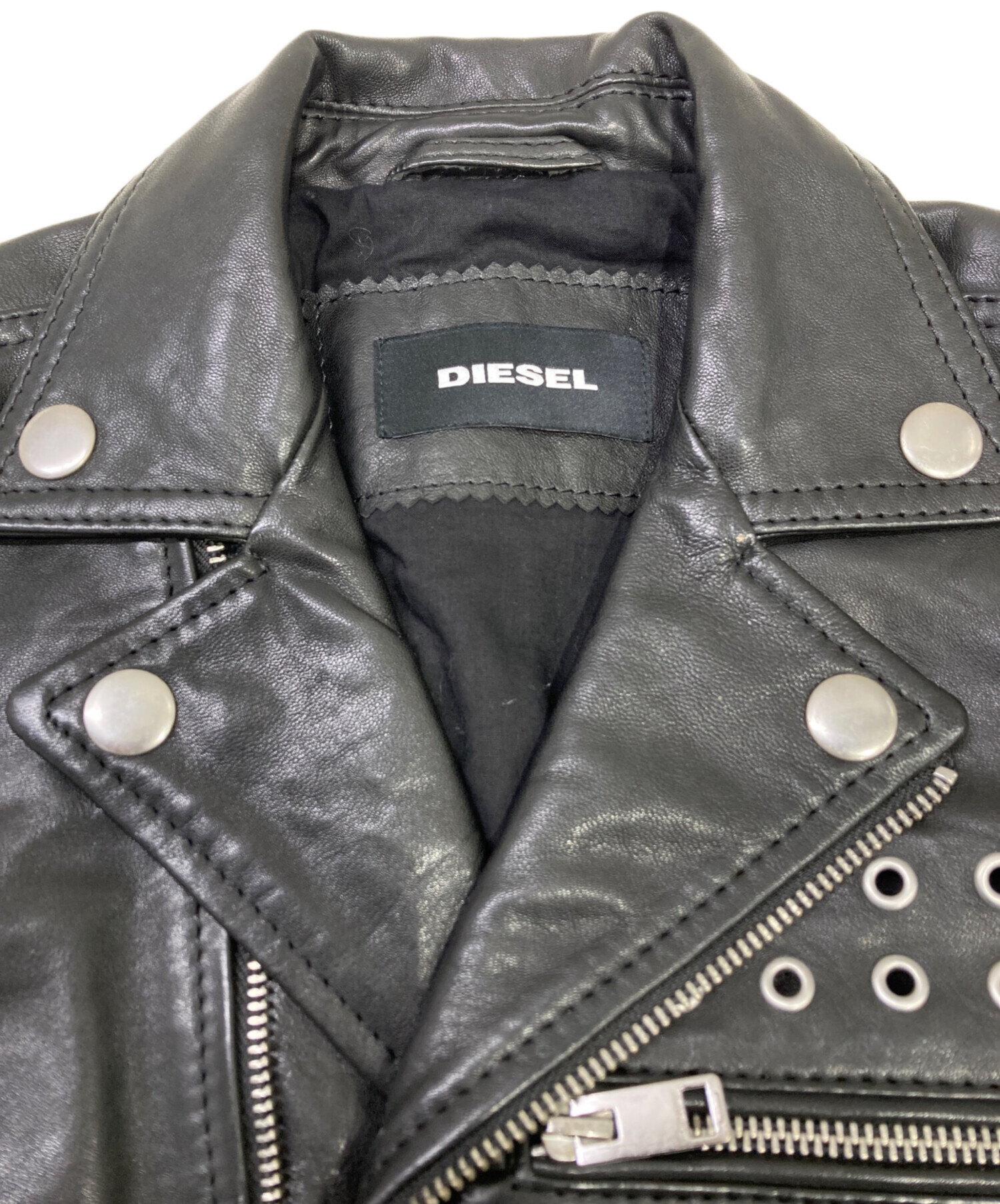 中古・古着通販】DIESEL (ディーゼル) レザーライダースジャケット
