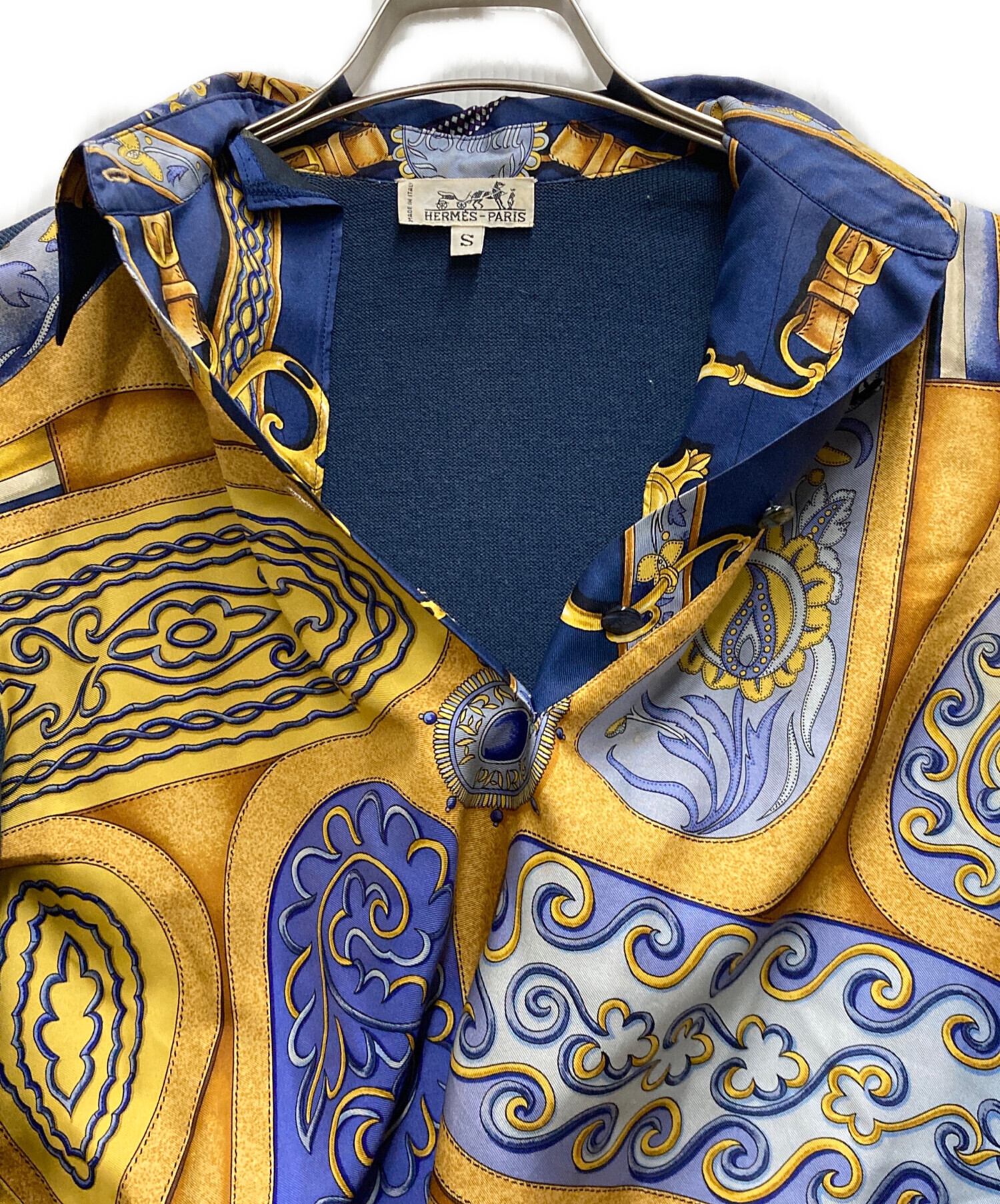 HERMES シャツ シルク カシミヤ ニット 表記XS レディース 黄 金