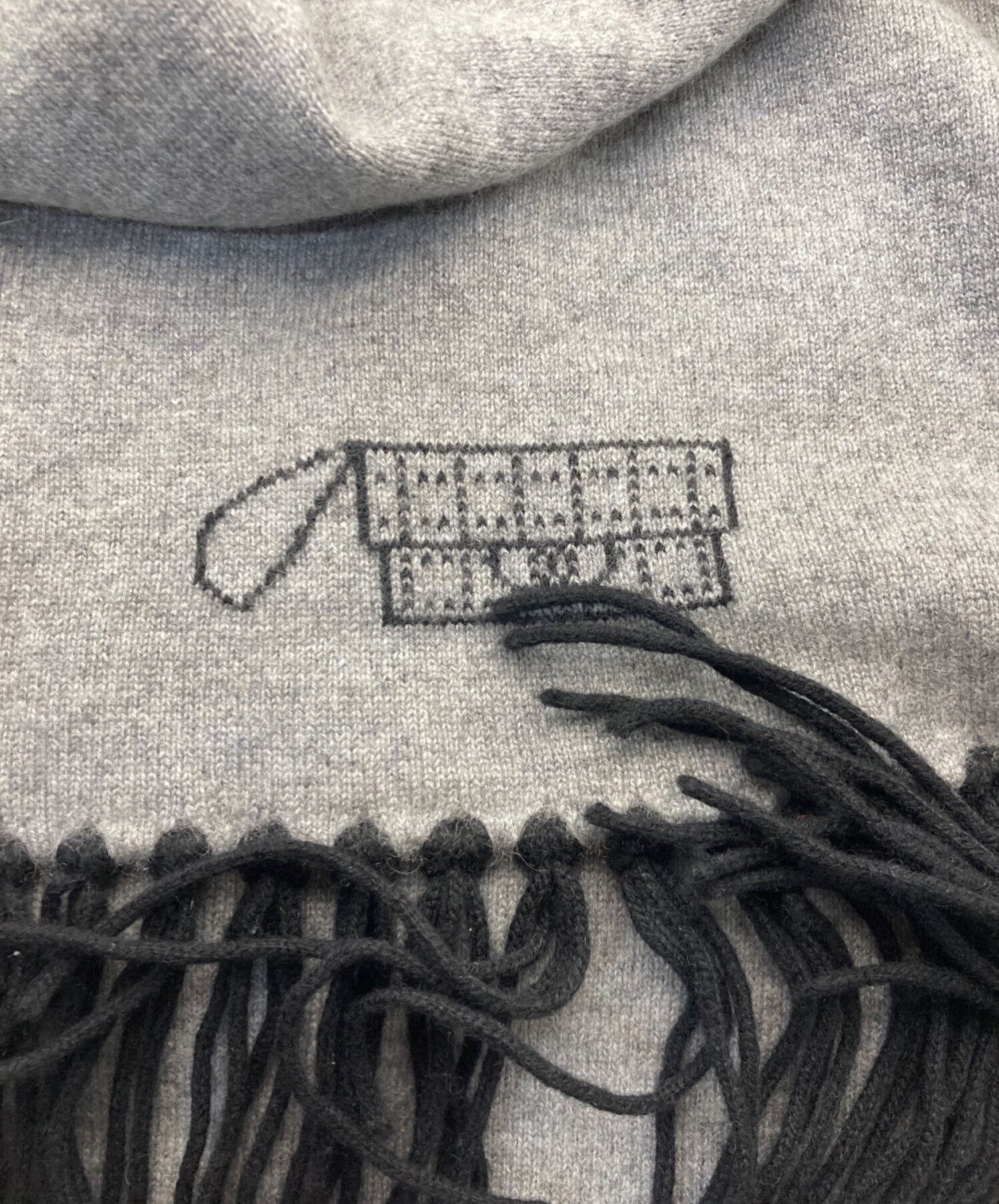 中古・古着通販】CHANEL (シャネル) カシミヤフリンジマフラー グレー