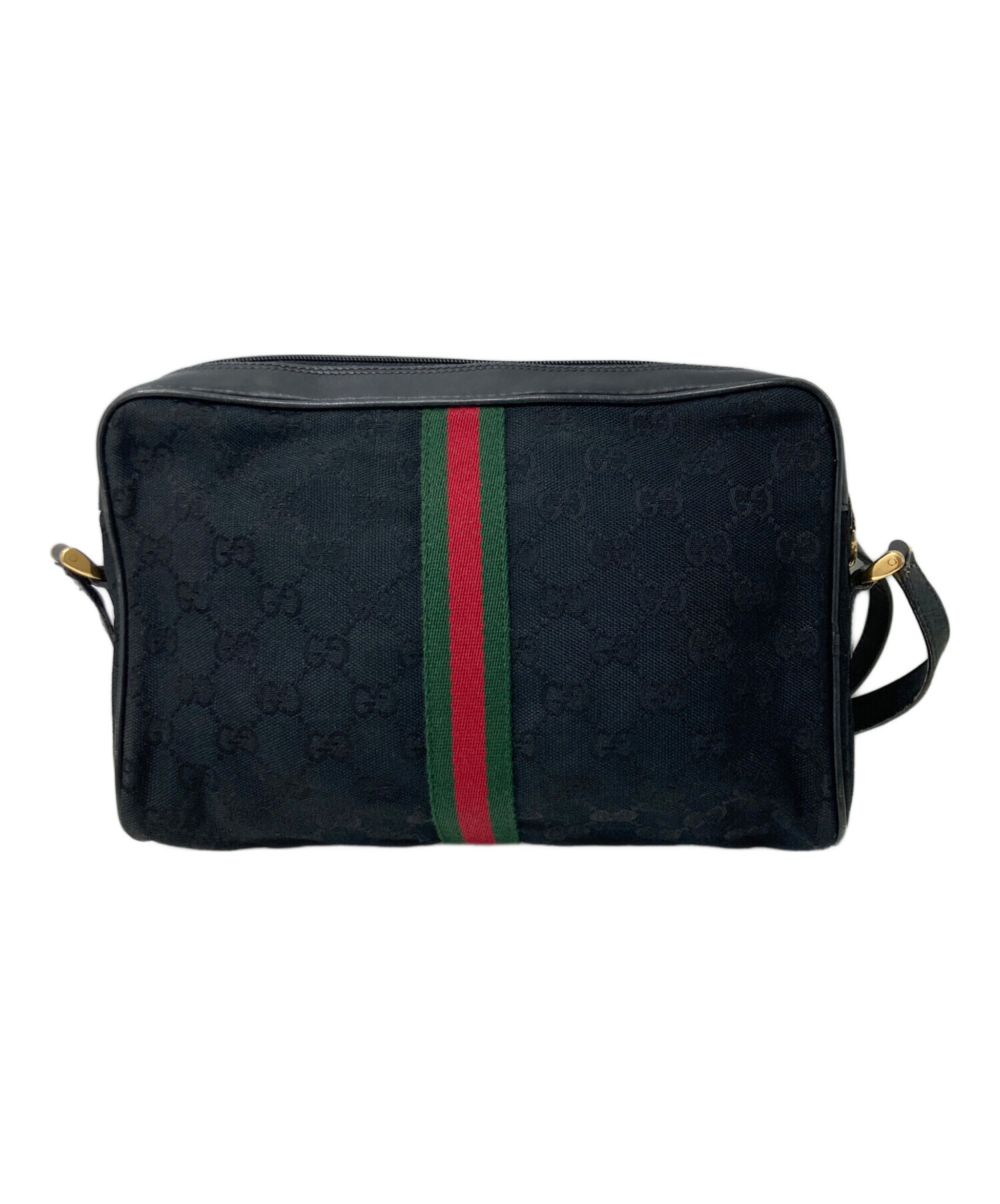 中古・古着通販】GUCCI (グッチ) レザーキャンバスショルダーバッグ