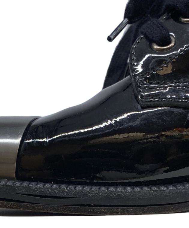 中古・古着通販】CHANEL (シャネル) エナメルショートブーツ ブラック