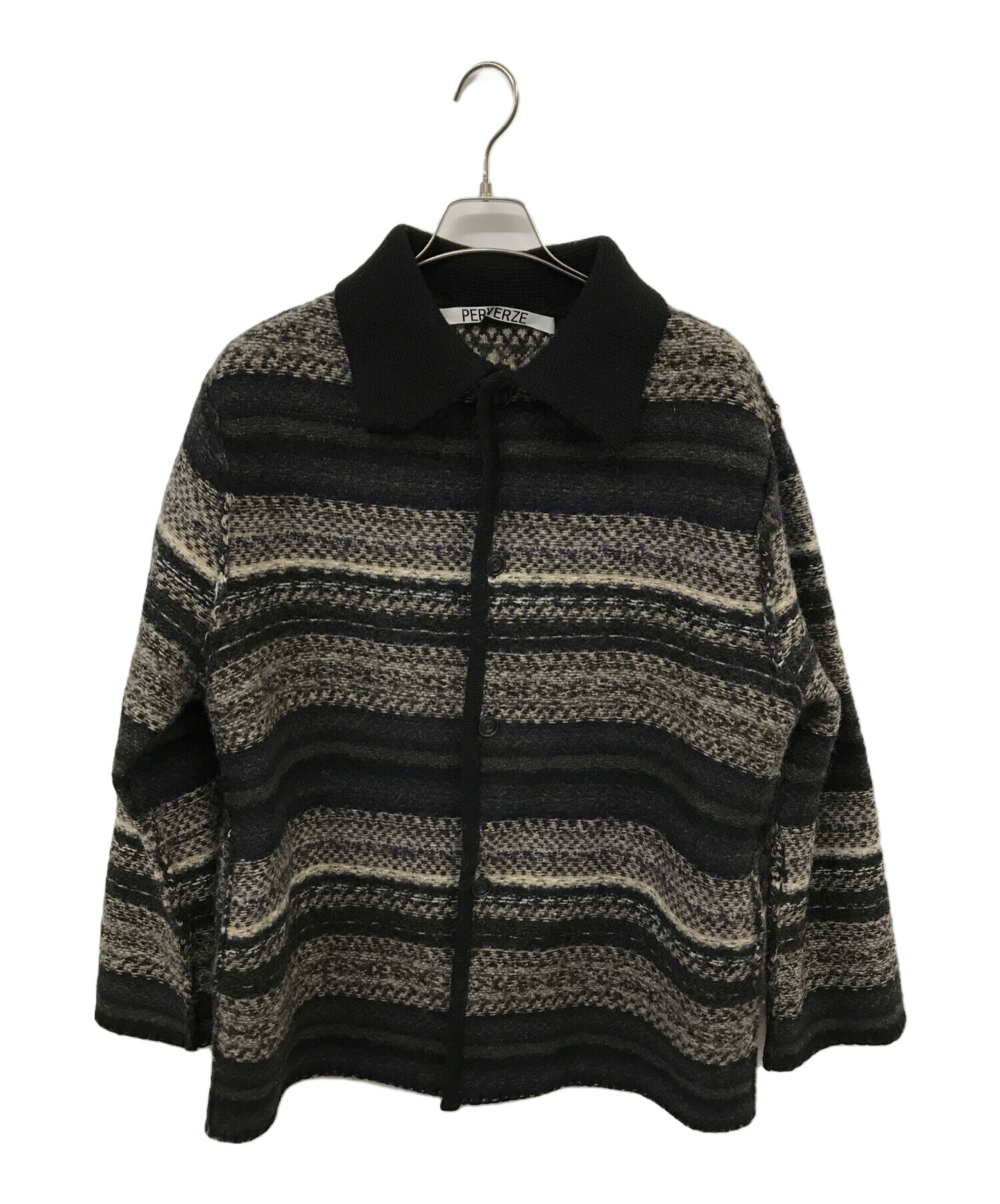 中古・古着通販】PERVERZE (パーバーズ) Blanket Border Coat ブラック