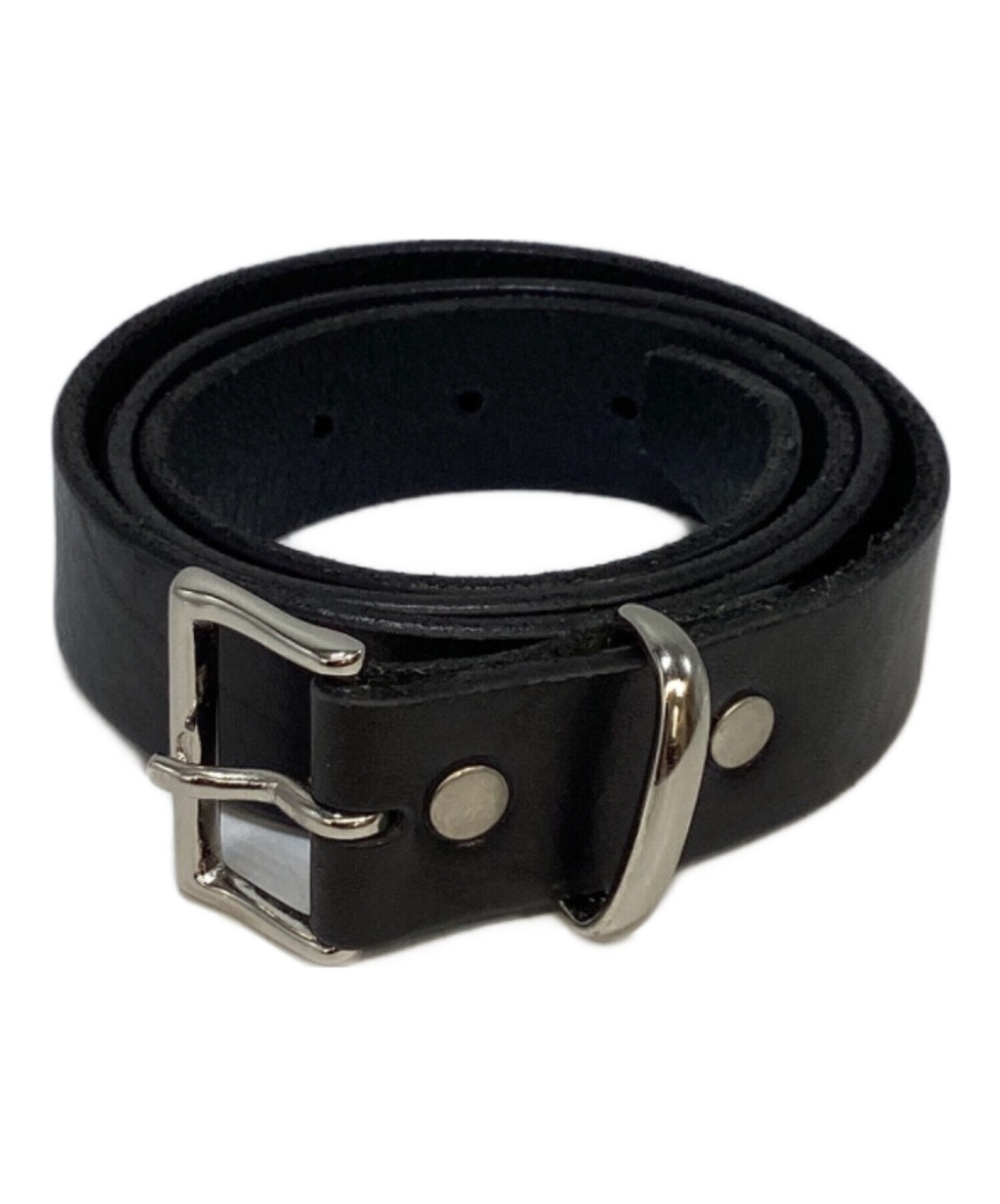 中古・古着通販】LOEFF (ロエフ) スクエアバックルベルト ブラック
