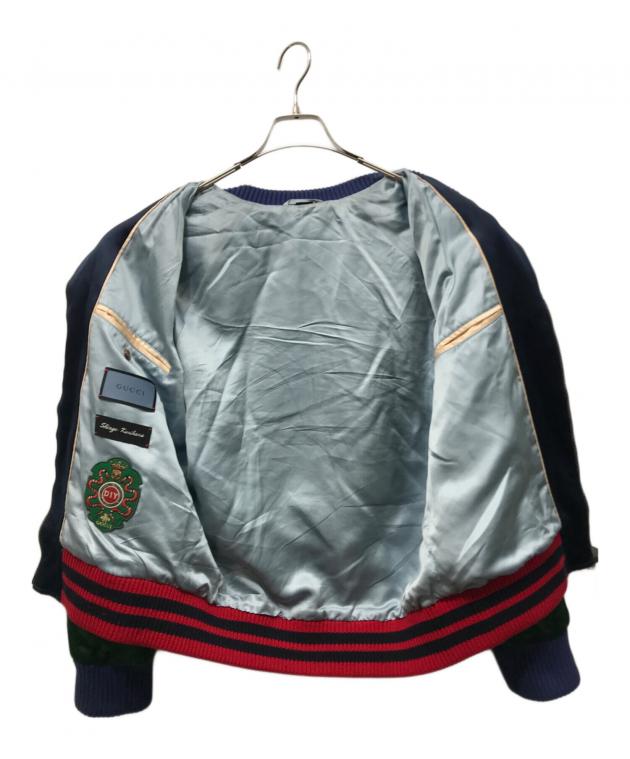 中古・古着通販】GUCCI (グッチ) タイガー刺繍スカジャン ブルー