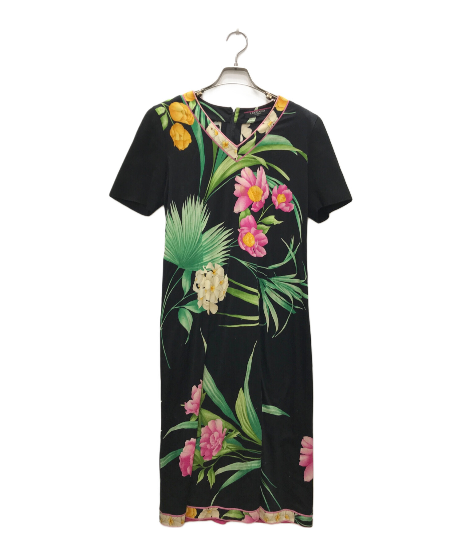 中古・古着通販】LEONARD (レオナール) 花柄ワンピース ブラック