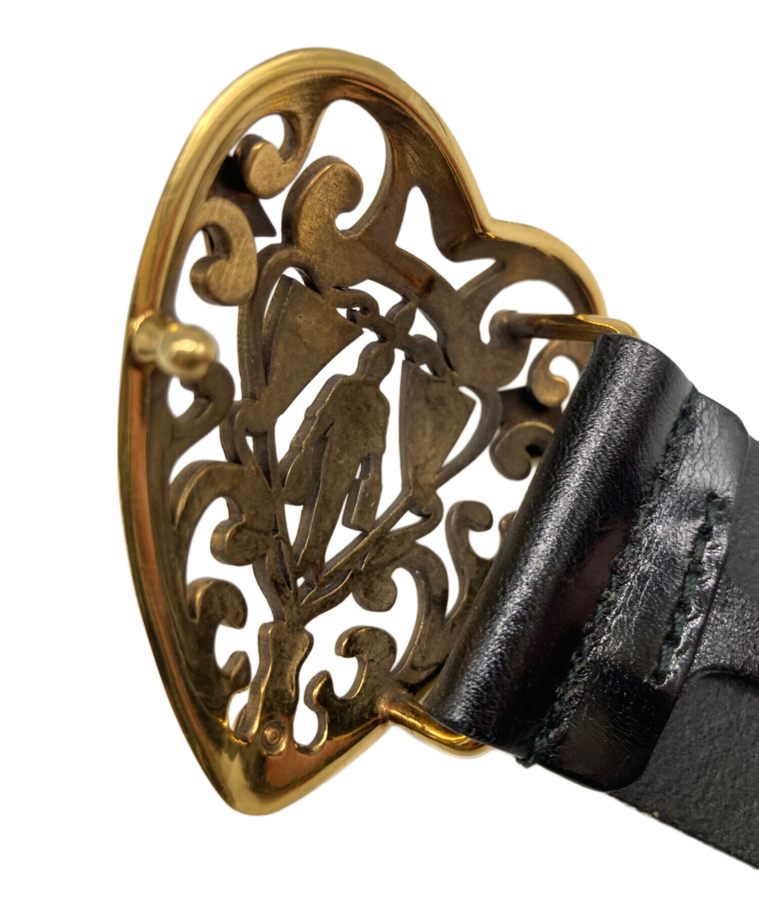 中古・古着通販】GUCCI (グッチ) ハートクレストレザーベルト ブラック