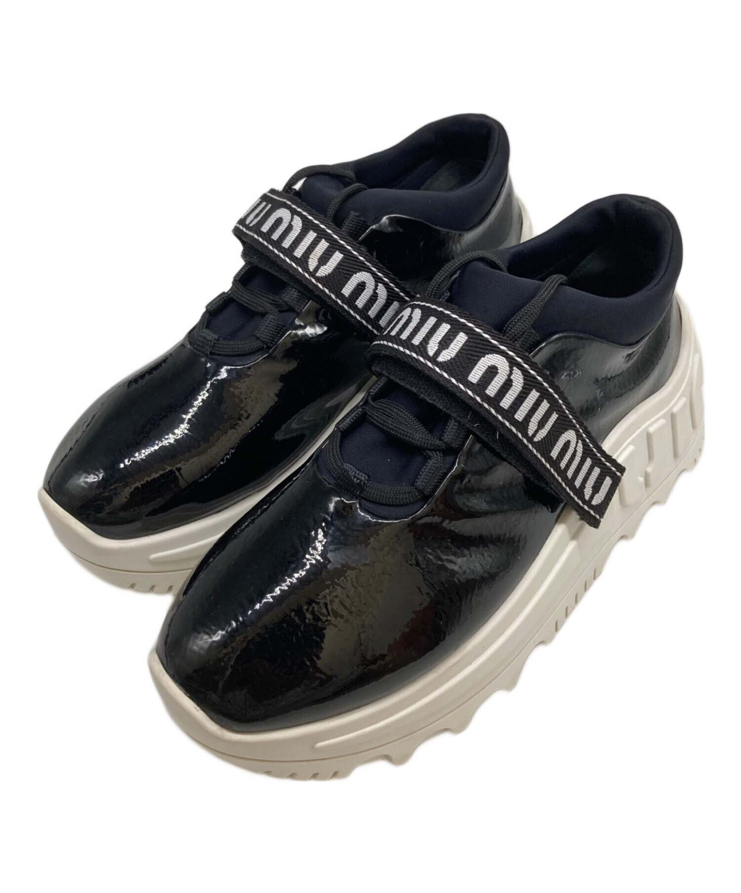 中古・古着通販】MIU MIU (ミュウミュウ) ロゴベルト厚底スニーカー