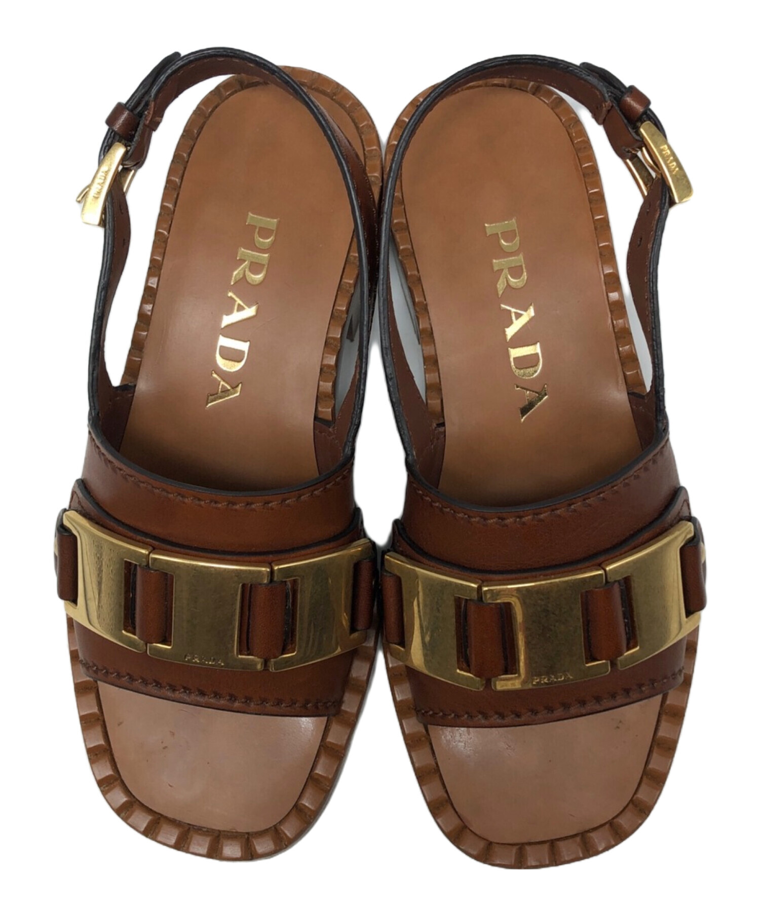 中古・古着通販】PRADA (プラダ) サンダル ブラウン サイズ:34 1/2