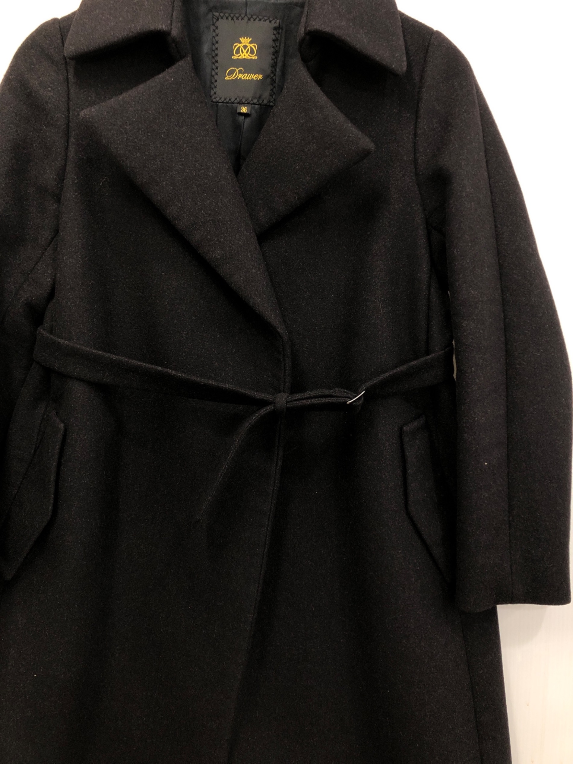 中古・古着通販】DRAWER (ドゥロワー) コート ブラック サイズ:36