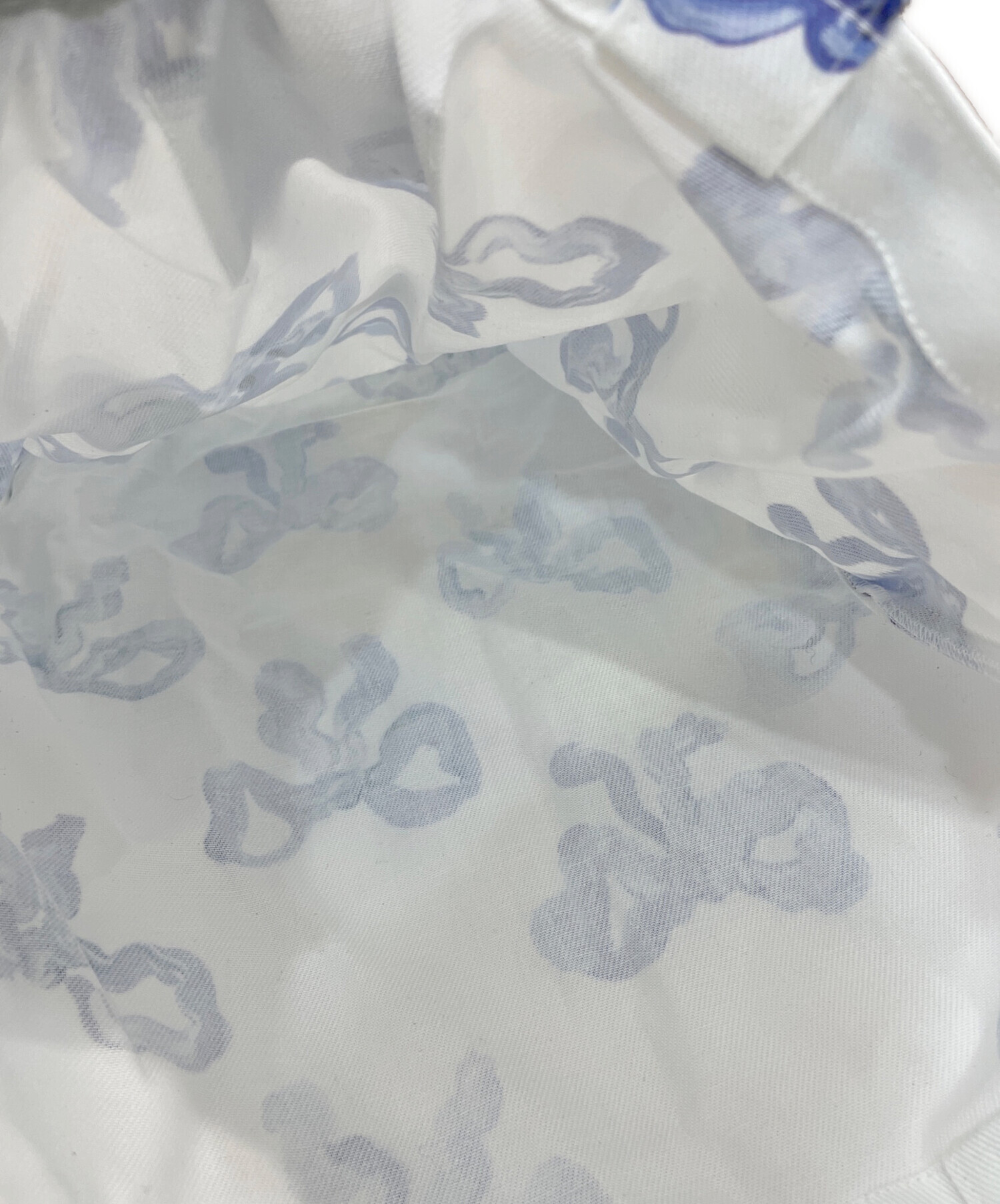 中古・古着通販】POPPY (ポピー) 青リボン柄トートバッグ ホワイト