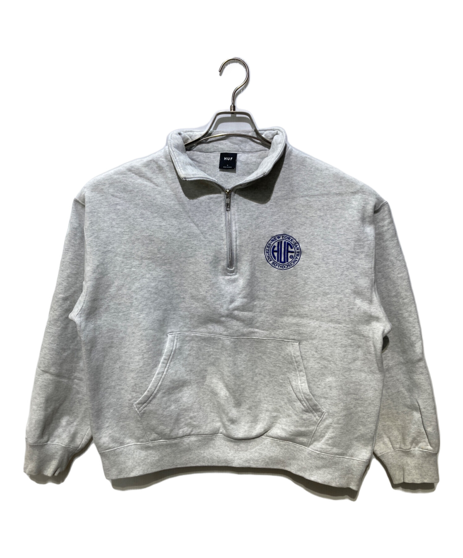 中古・古着通販】HUF (ハフ) ハーフジップスウェット グレー サイズ:L