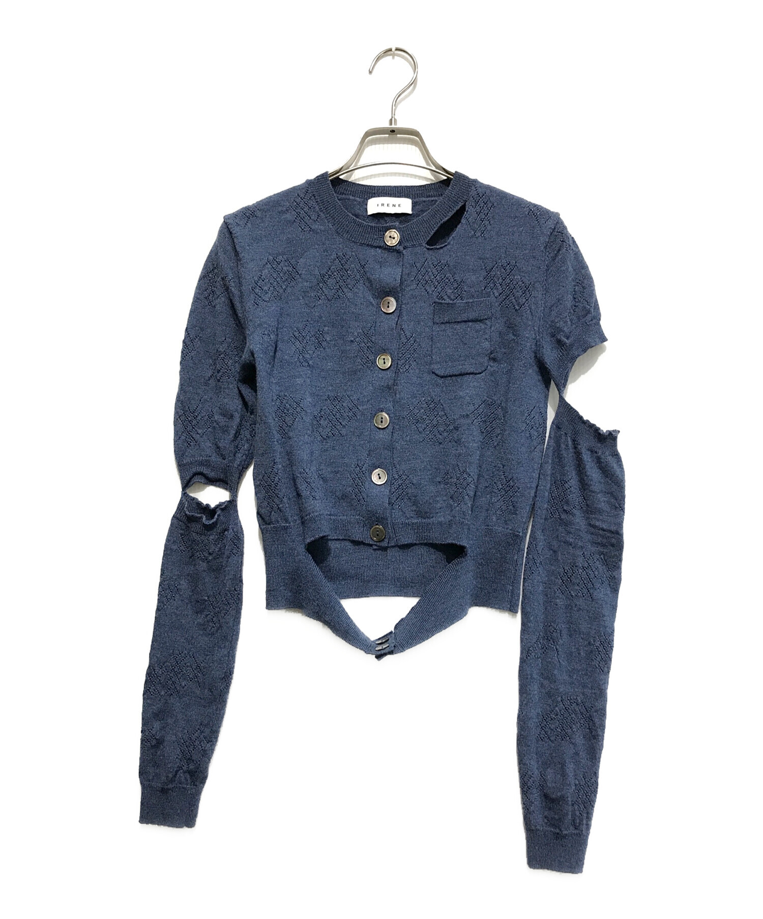 中古・古着通販】IRENE (アイレネ) Eyelet High Gauge Cardigan ブルー