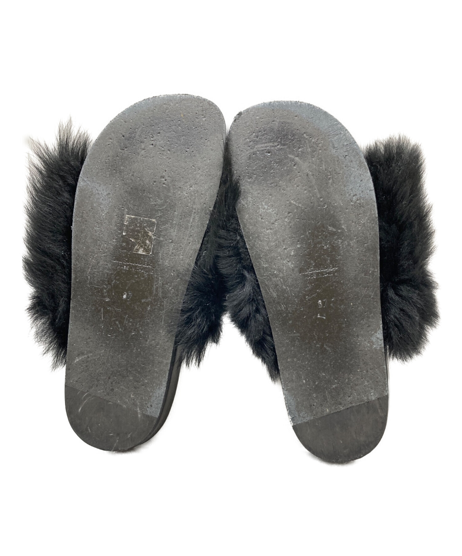 中古・古着通販】JIL SANDER (ジルサンダー) ファーサンダル ブラック