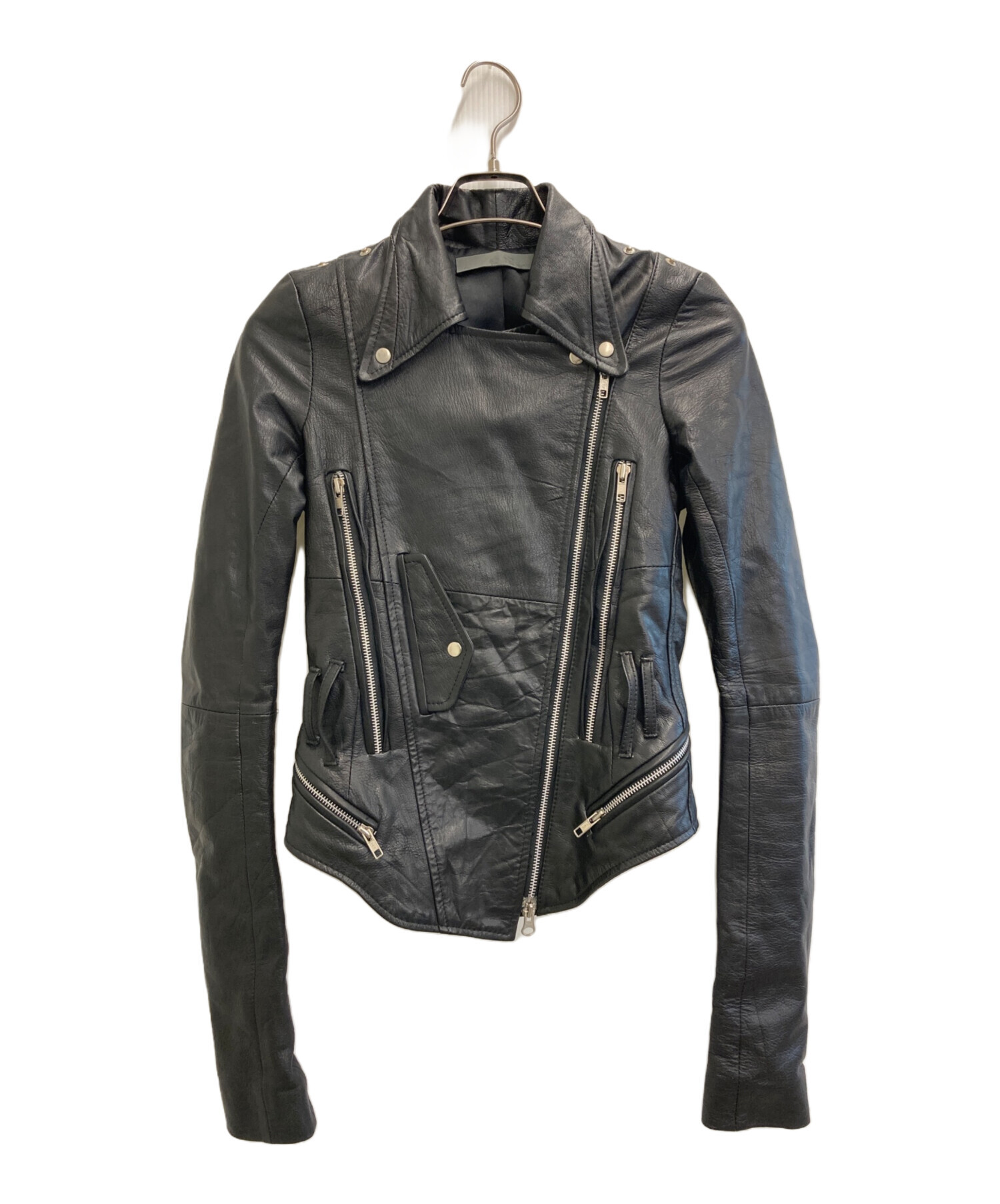 中古・古着通販】EKAM (エカム) レザーライダースジャケット ブラック