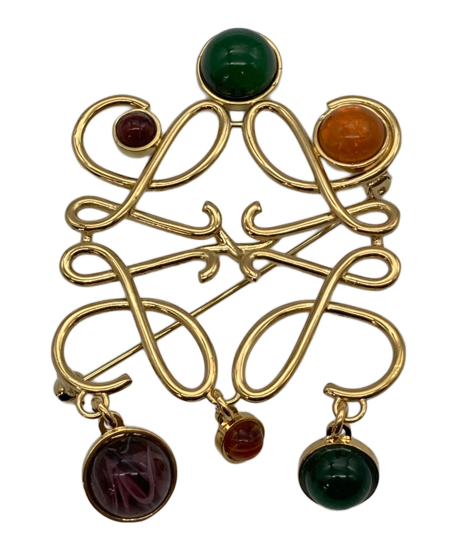 中古・古着通販】LOEWE (ロエベ) アナグラムブローチ ゴールド