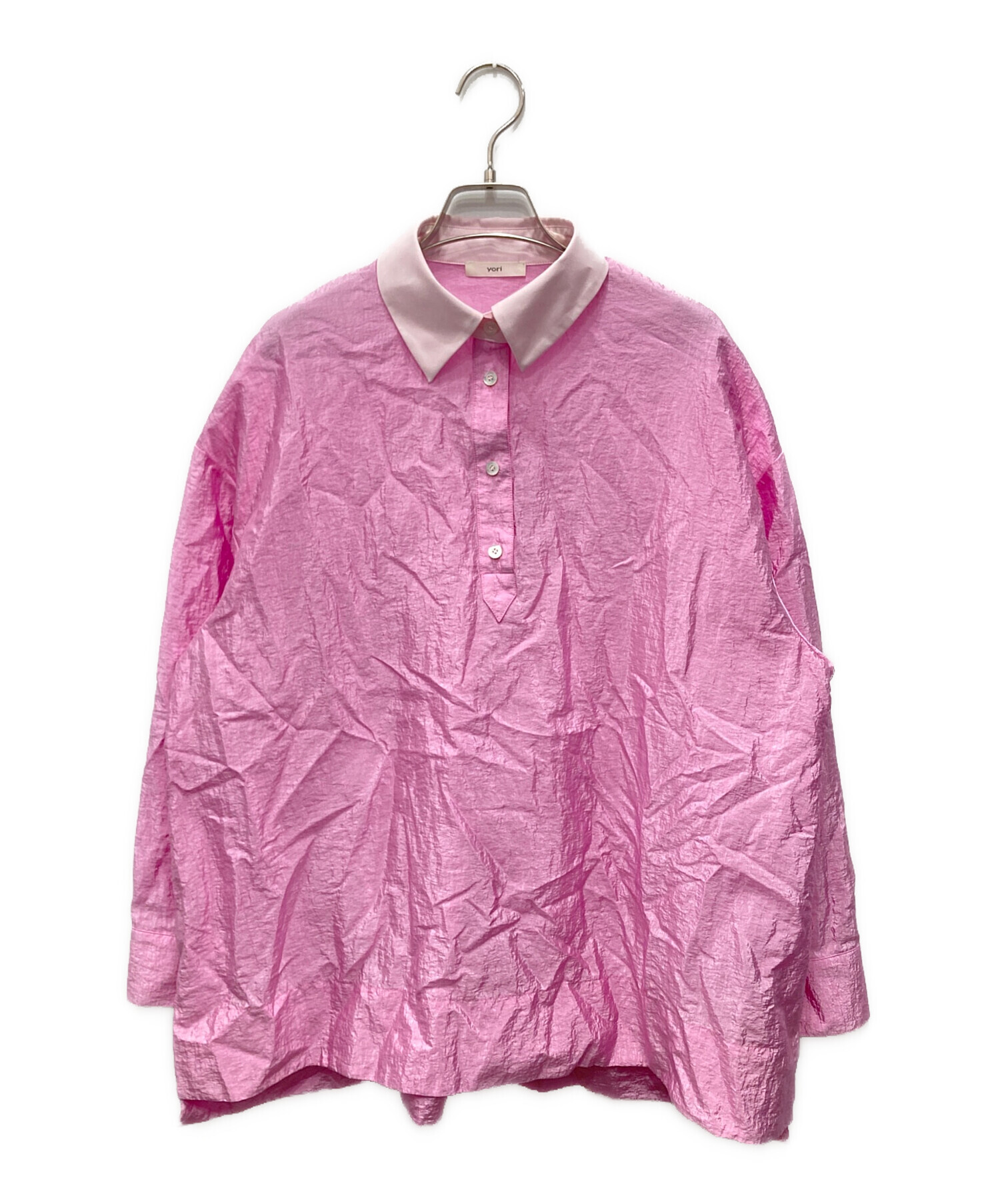中古・古着通販】yori (ヨリ) シアーラガーブラウス ピンク サイズ:F