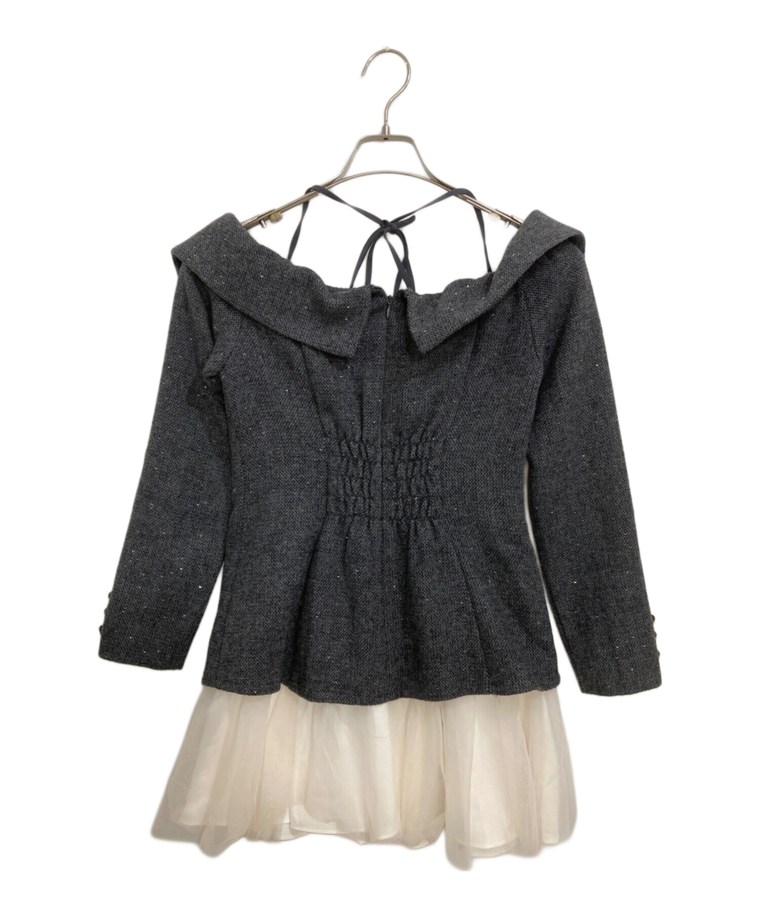 中古・古着通販】M me eme (エムミーエメ) ウールヘリンボーンチュール