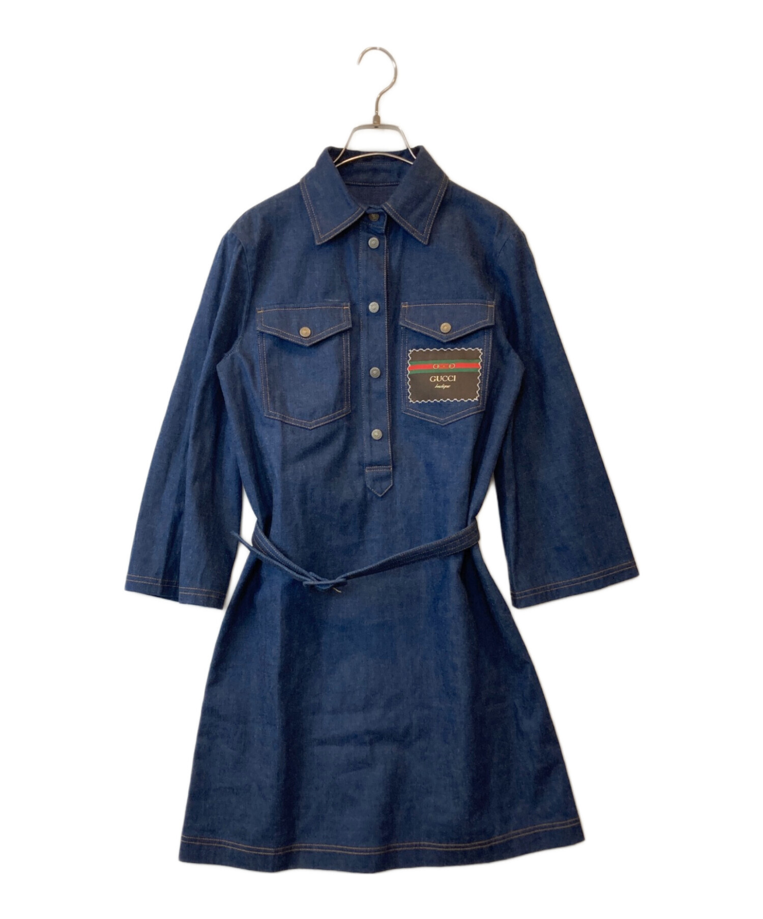 中古・古着通販】GUCCI (グッチ) ベルト付デニムシャツワンピース