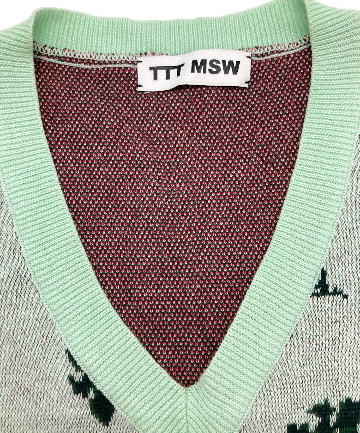 中古・古着通販】TTT MSW (ティー) フラワーニットベスト グリーン