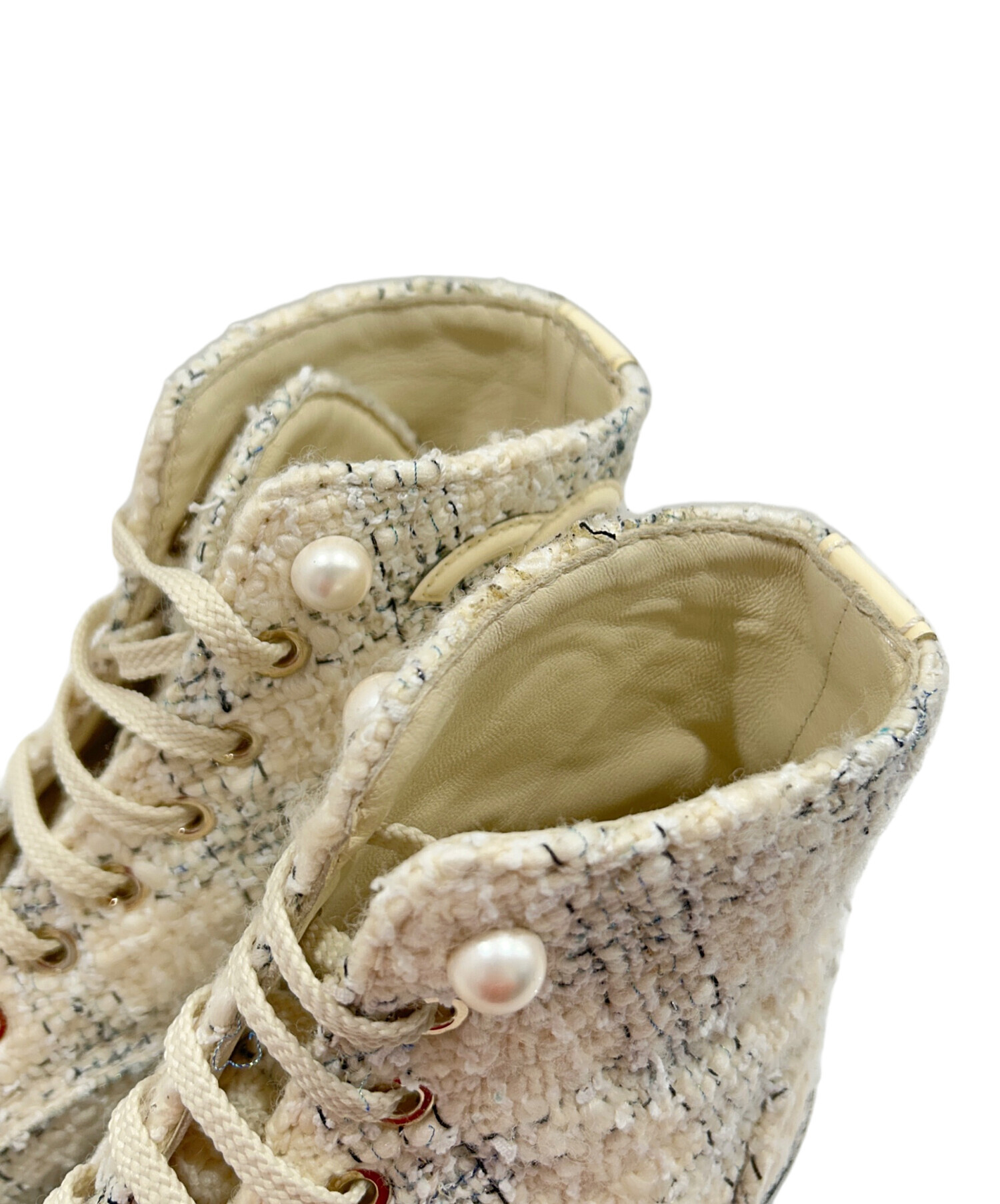 中古・古着通販】CHANEL (シャネル) ココマークツイードショートブーツ