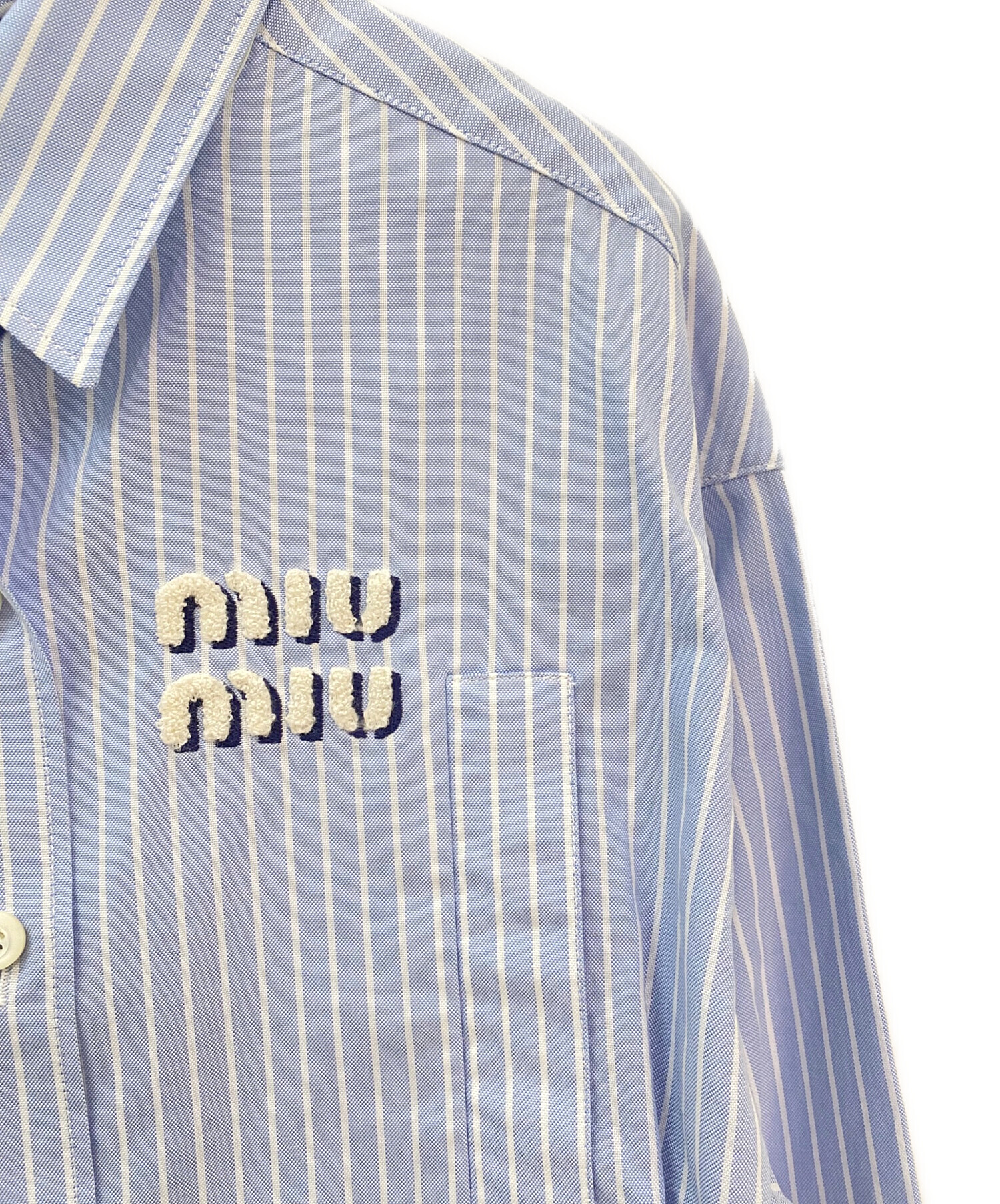 中古・古着通販】MIU MIU (ミュウミュウ) ストライプクロップドシャツ