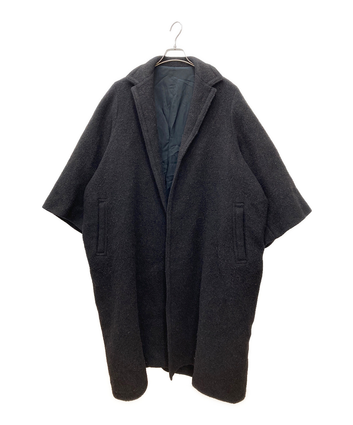 中古・古着通販】Y's (ワイズ) ウールショールカラーコート ブラック