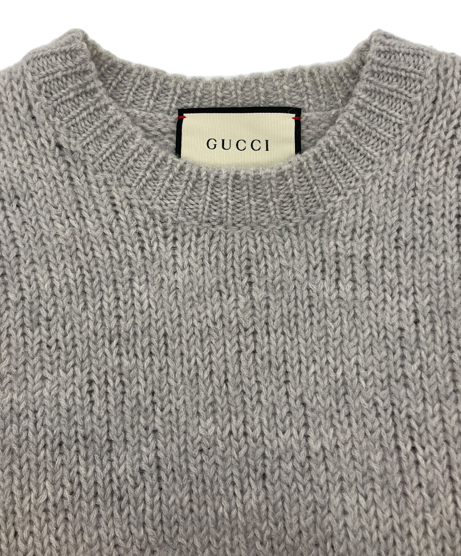 中古・古着通販】GUCCI (グッチ) GG刺繍ロゴニット グレー サイズ:S