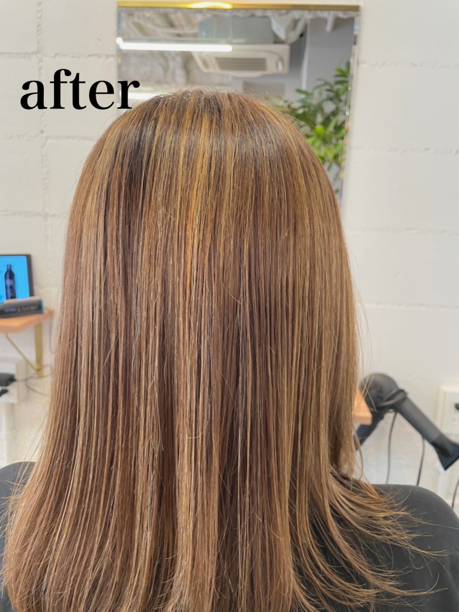 ハイライトカラーでもダメージレスに！】-酸性ストレートパーマ