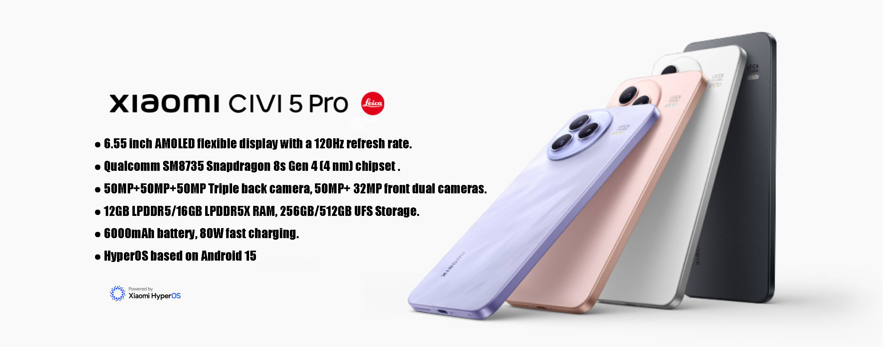 Xiaomi Civi 5 Pro 5G Android Smartphone