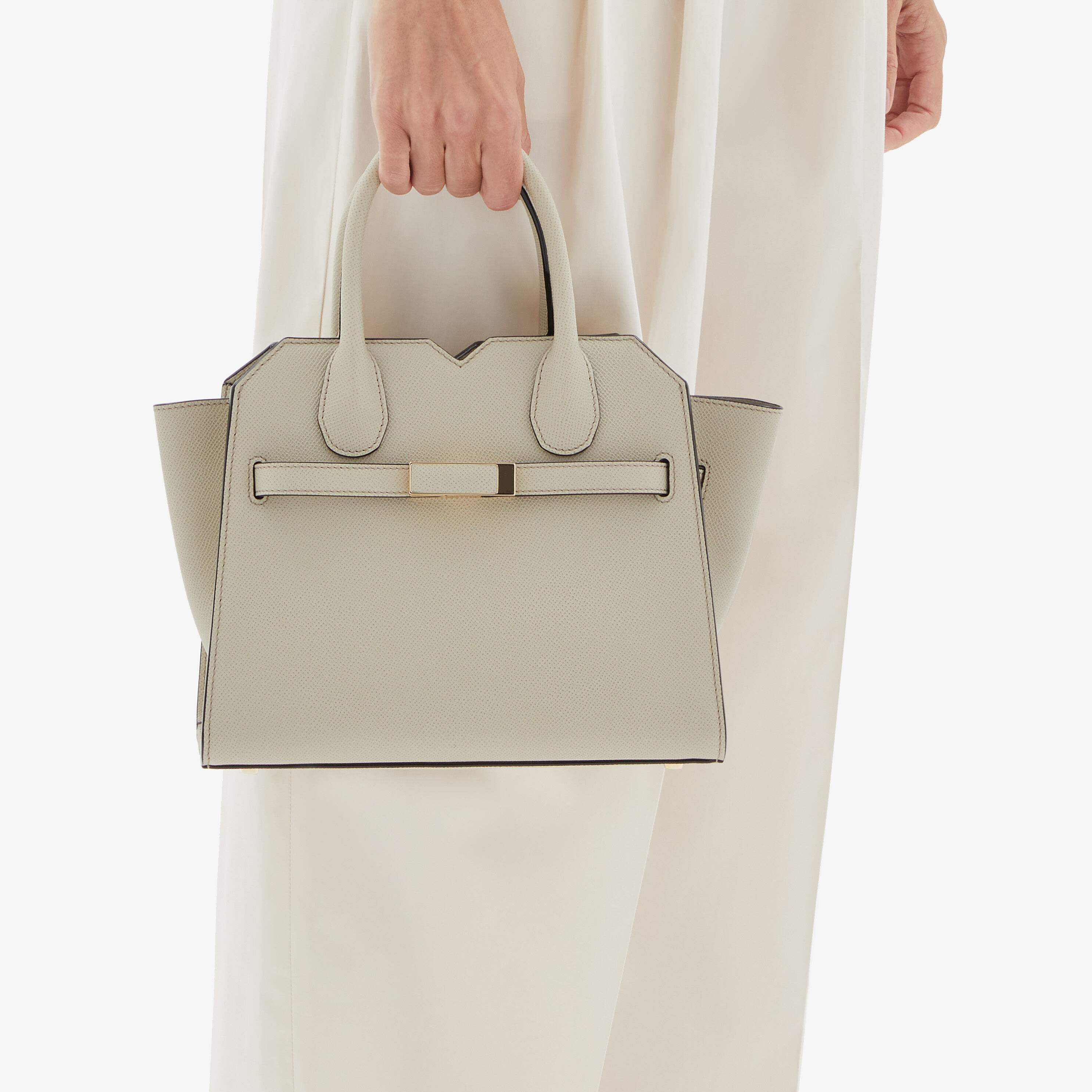 Women's Light Gray Leather Luxury two handles mini bag | Valextra