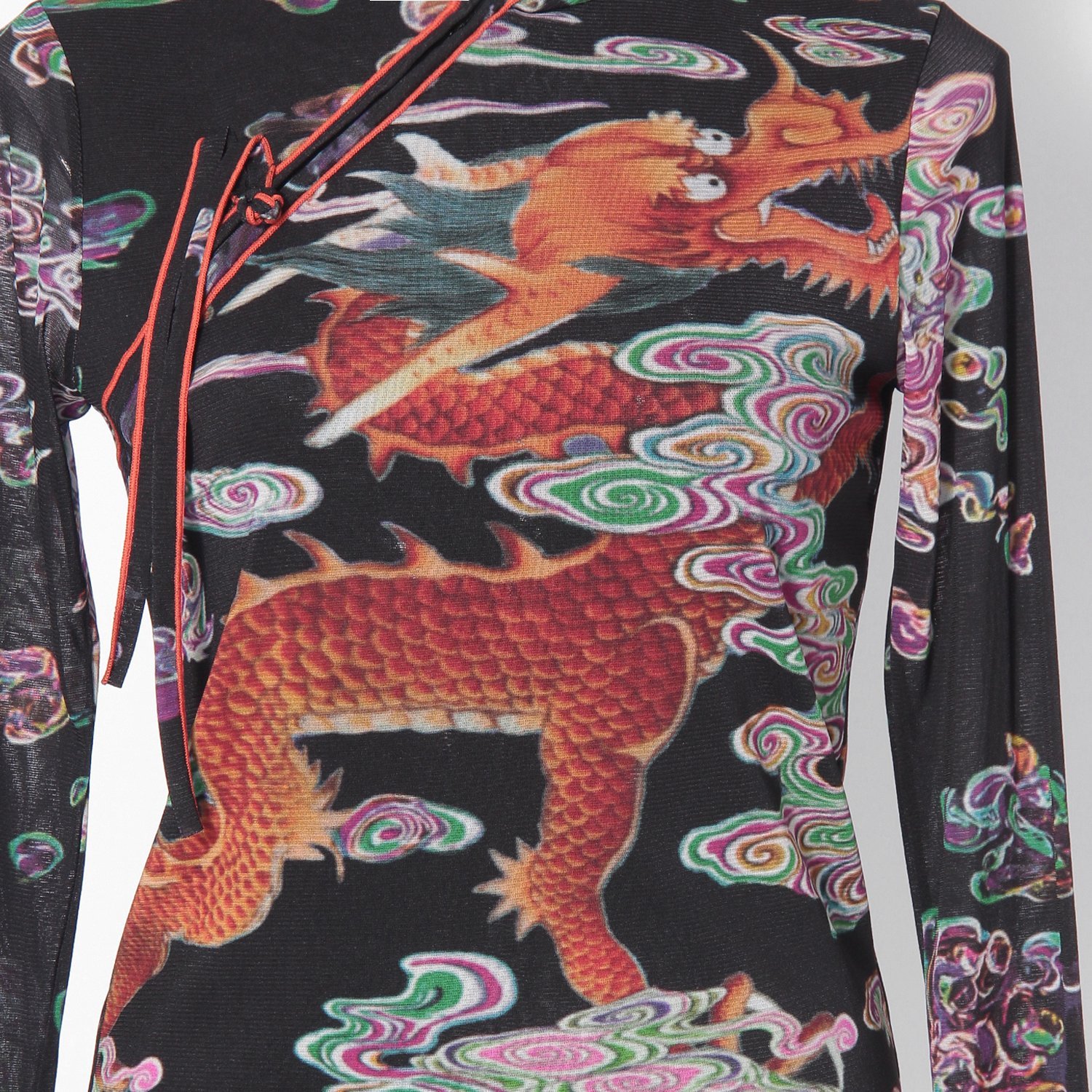 Ceramic dragon print on stretch net ブラウス｜VIVIENNE TAM