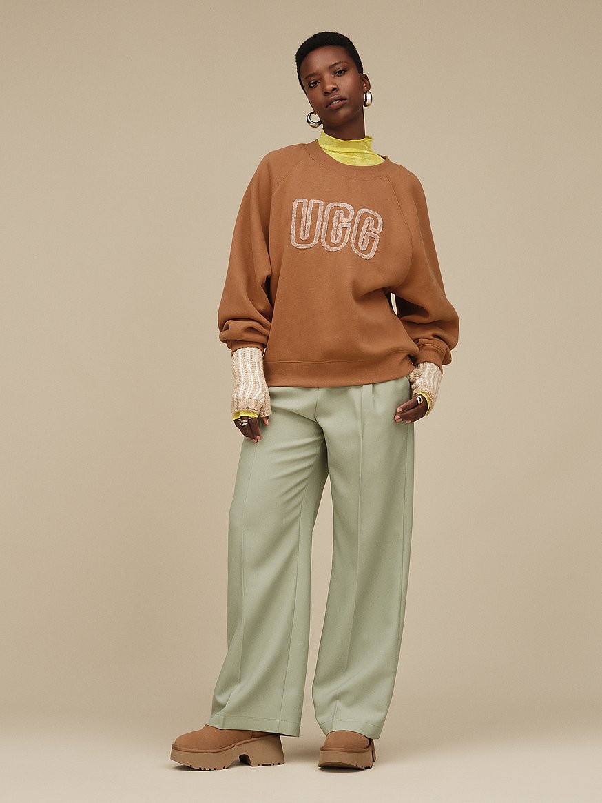 Buy Ugg Logo Crewneck, Chestnut - Order Sweaters online - PINK US