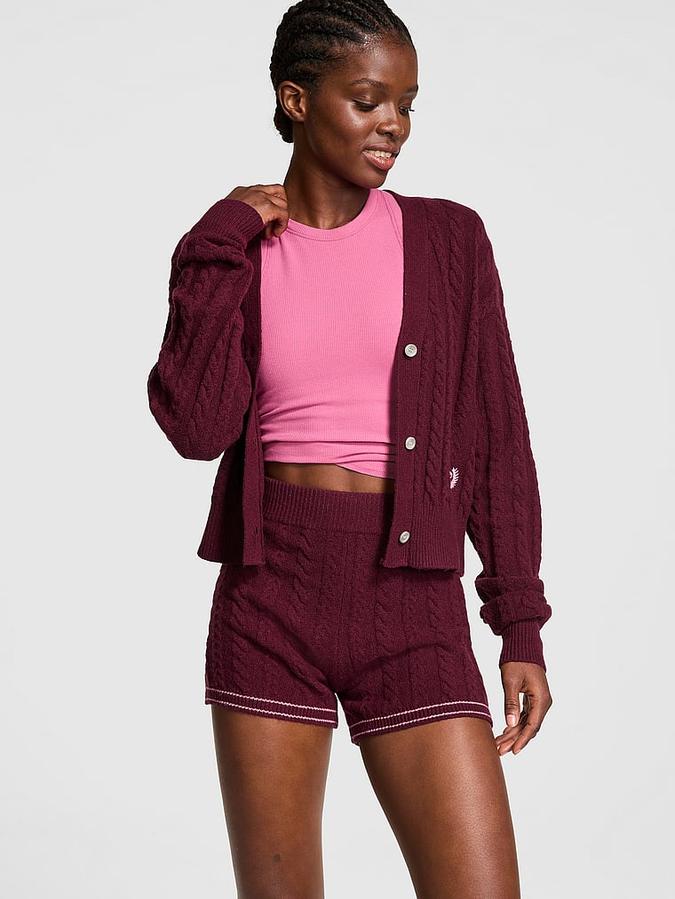 Buy Collegiate Cable-Knit Cropped Cardigan Online - Style ID