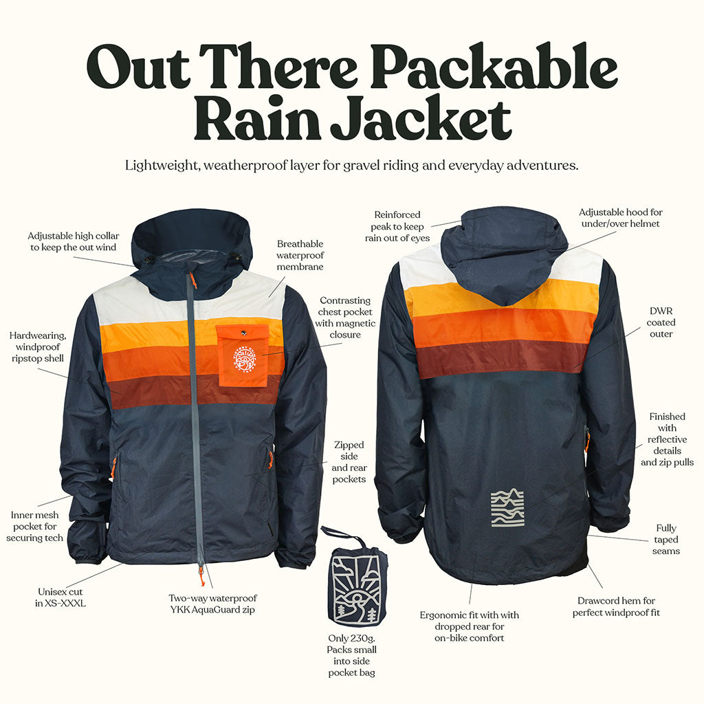 Out There Unisex Packable Rain Jacket | Cycling Waterproof Jacket