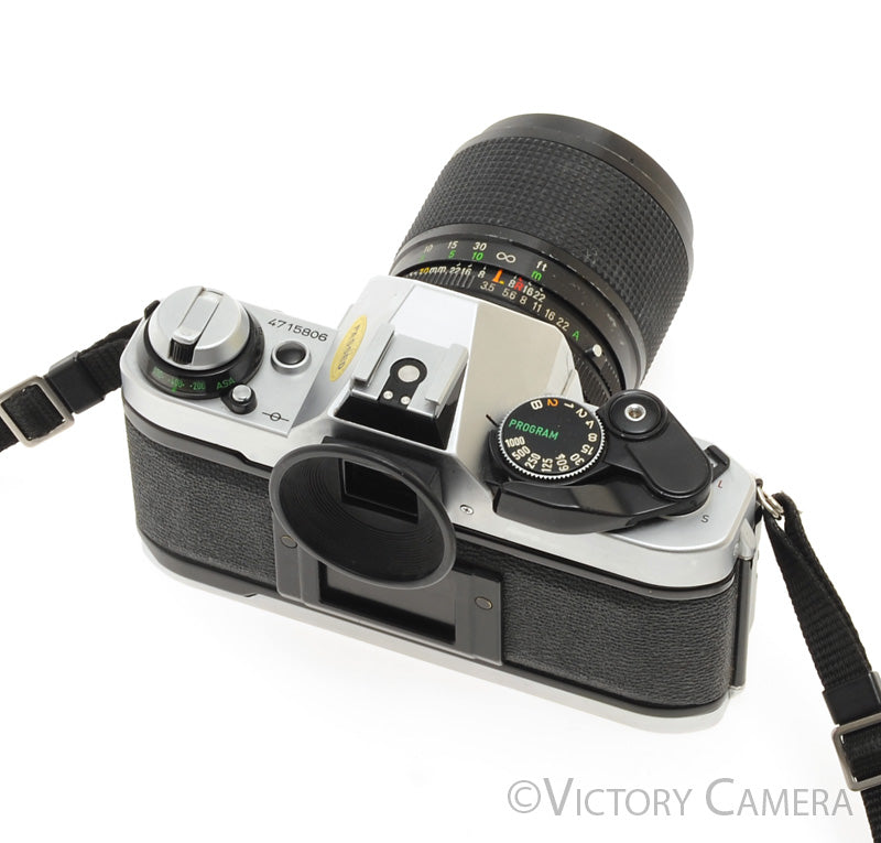 Canon AE-1 Program Chrome 35mm Film SLR Camera 35-70mm Zoom Lens [EXC]