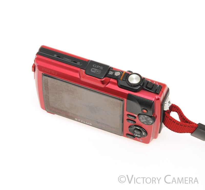 Olympus Stylus TG-3 Red 16MP Waterproof Shockproof Digital Camera [EXC