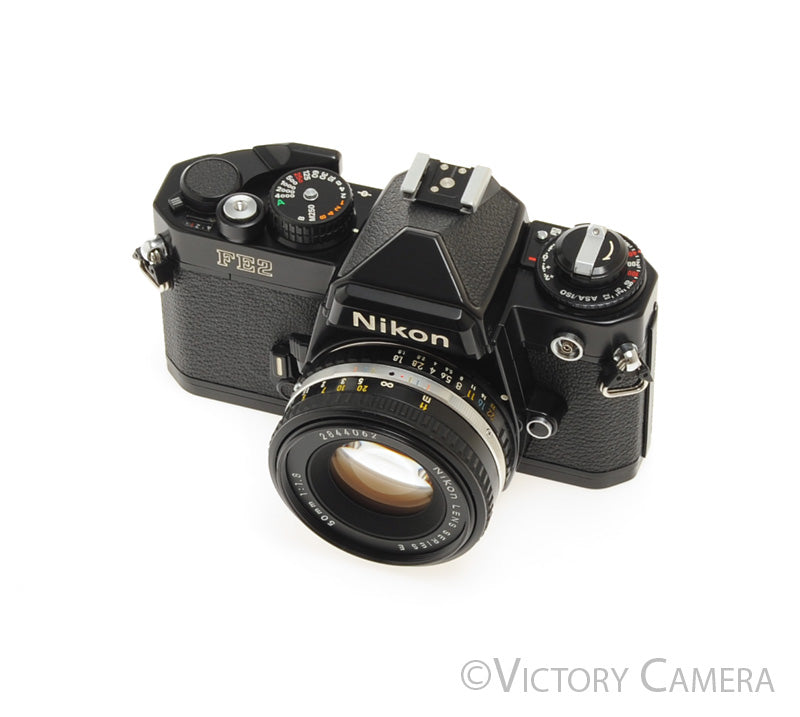 Nikon FE-2 FE2 Black 35mm Camera with 50mm f1.8 AI-s Lens -New Seals-