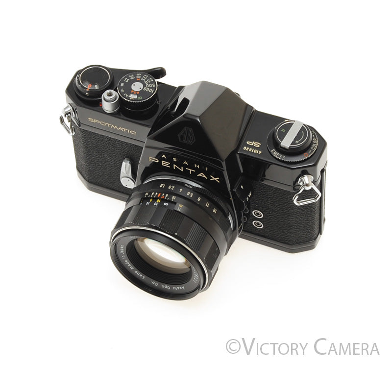 Pentax Spotmatic SP Black 35mm Film Camera 55mm f1.8 Lens -no meter- [