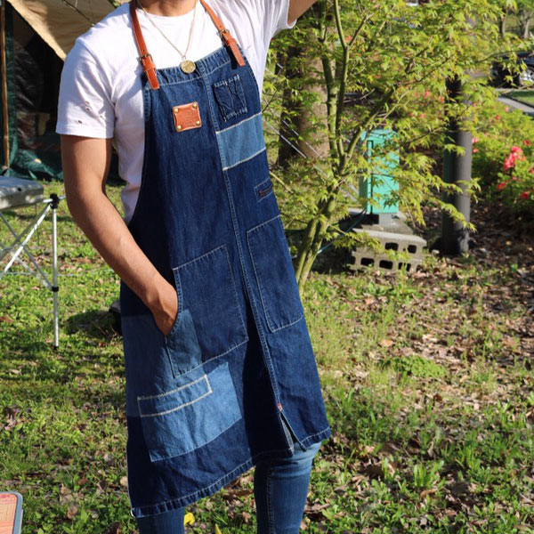 4カラー/岡山ジャパンブルーデニム＆栃木オイルレザー/ワークエプロン