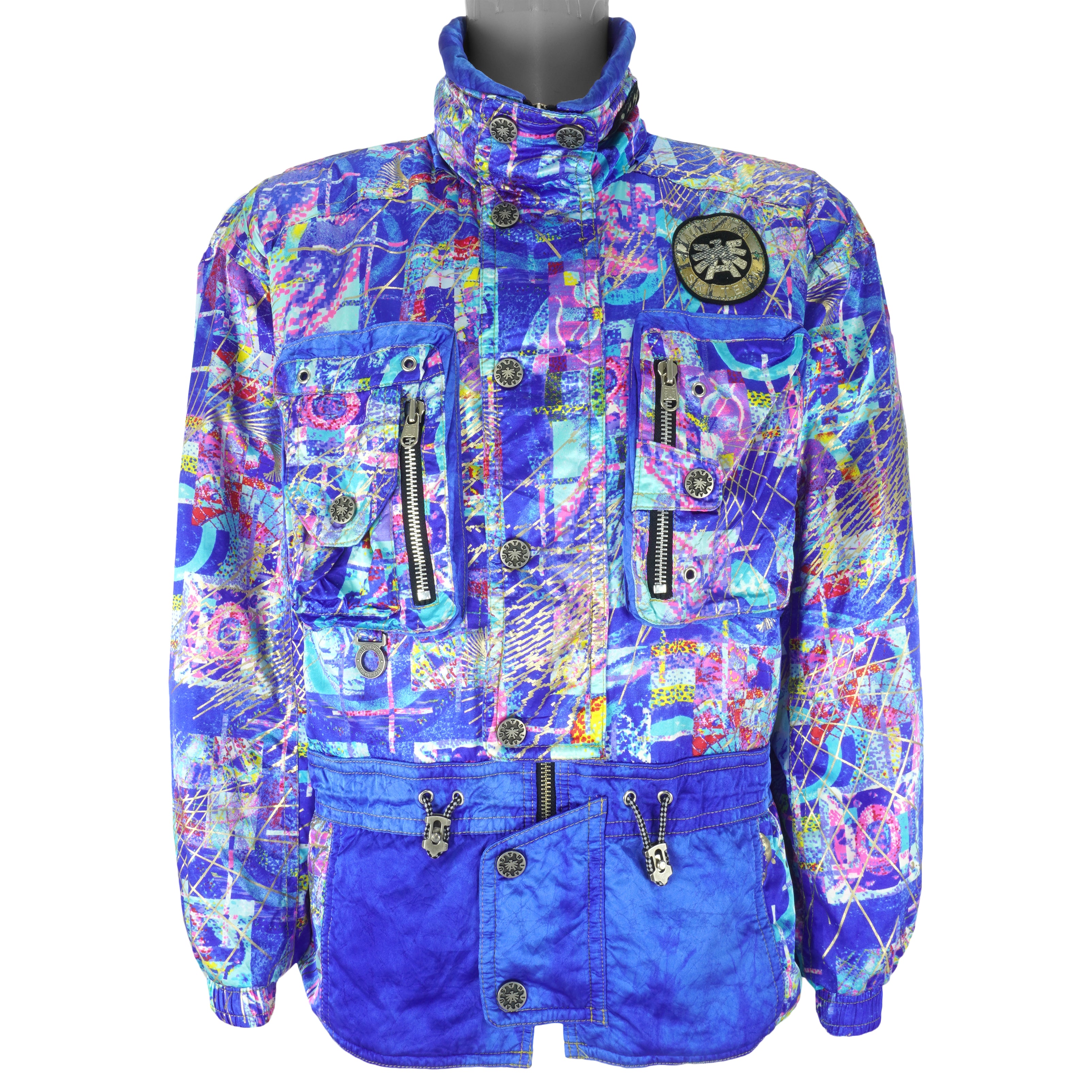 Vintage Asics - Austria Crazy Patterned Zip & Button-Up Ski Jacket