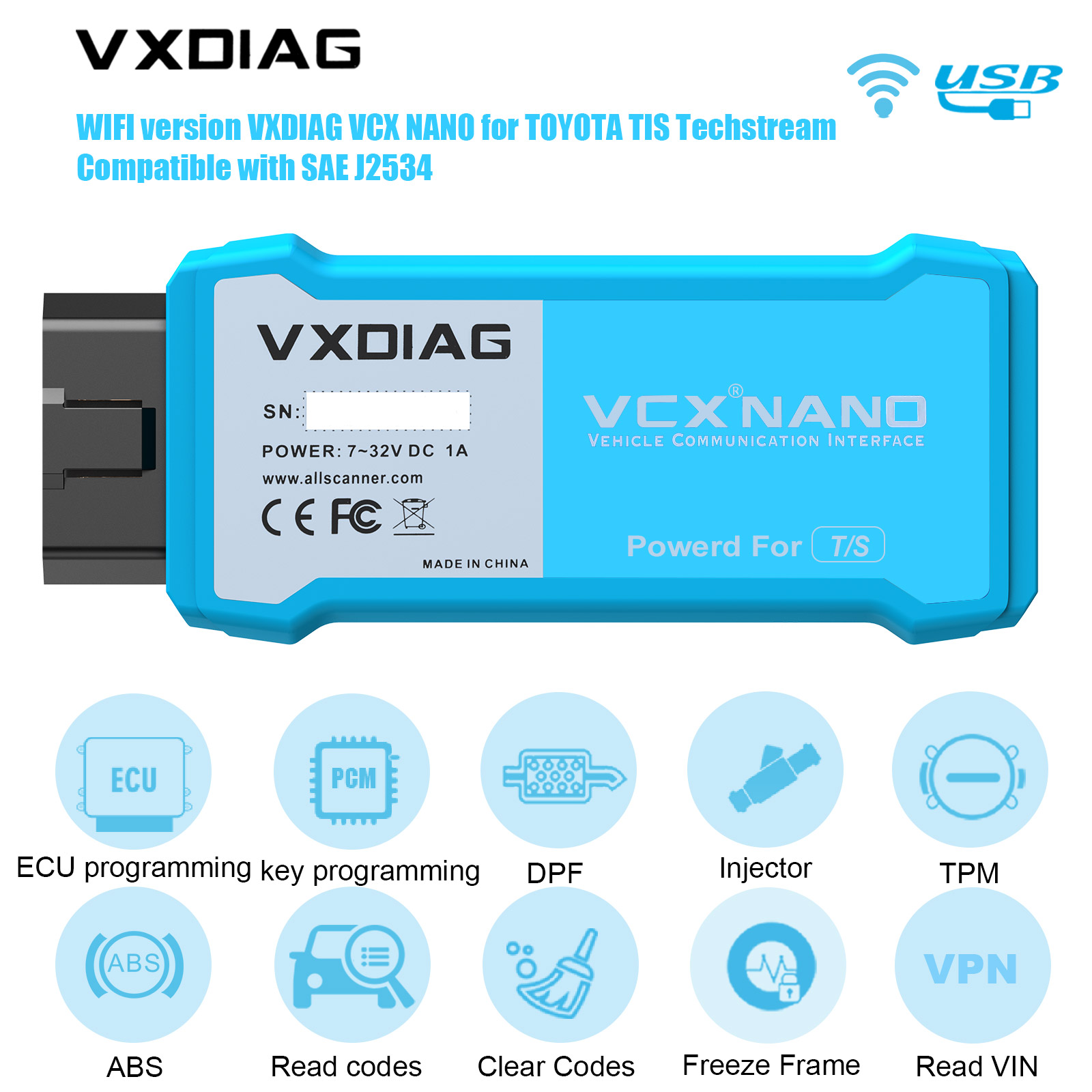 WIFI Version VXDiag VCX NANO for TOYOTA TIS Techstream V18.00.008