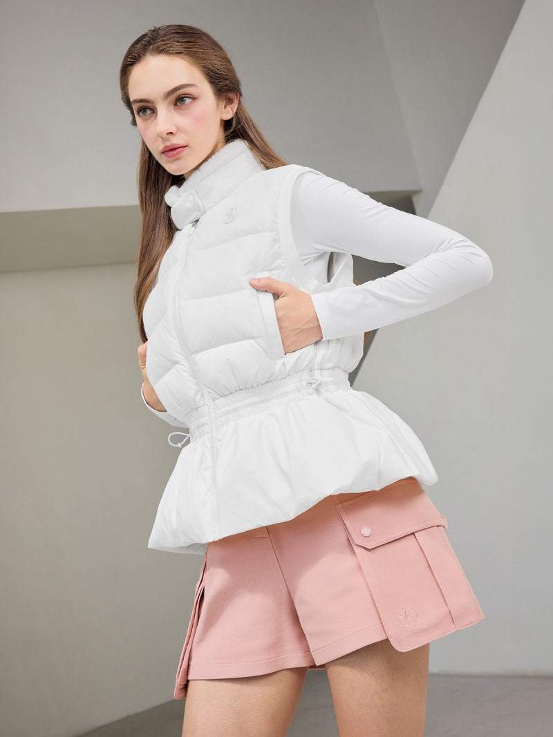 ファー襟 ペプラム ダウンベスト