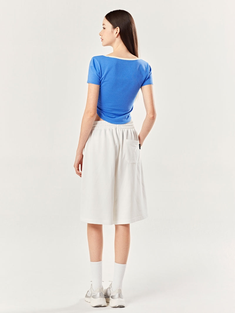 XTFST07J2 スクエアネック ラウンドヘム クロップド丈 半袖